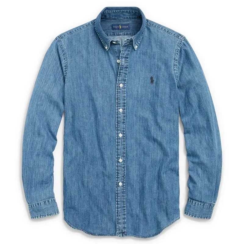POLO Ralph Lauren Blue Long-Sleeve Shirt（with Polo Logo）