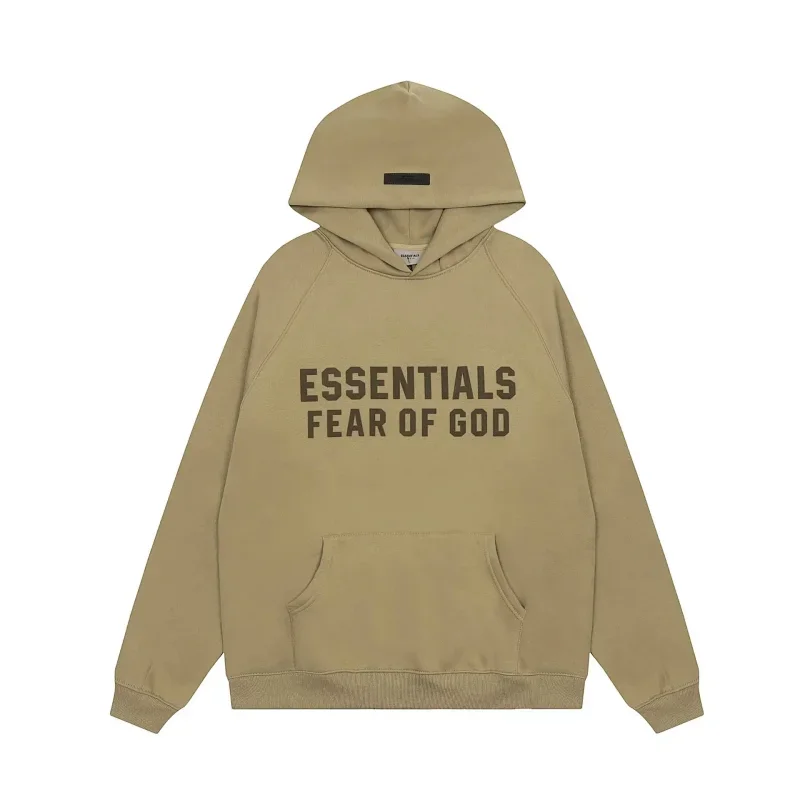 FEAR OF GOD ESSENTIALS Beige Logo - Print Hooded Sweatshirt