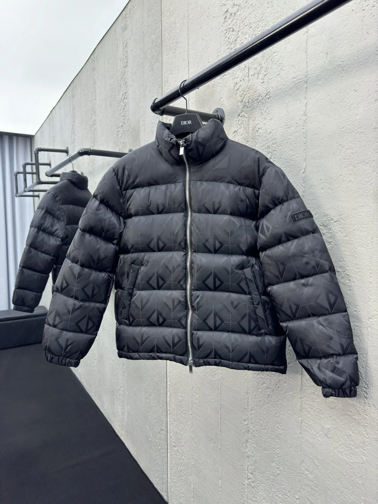 Dior Black Diamond-Pattern Quilted Jacket