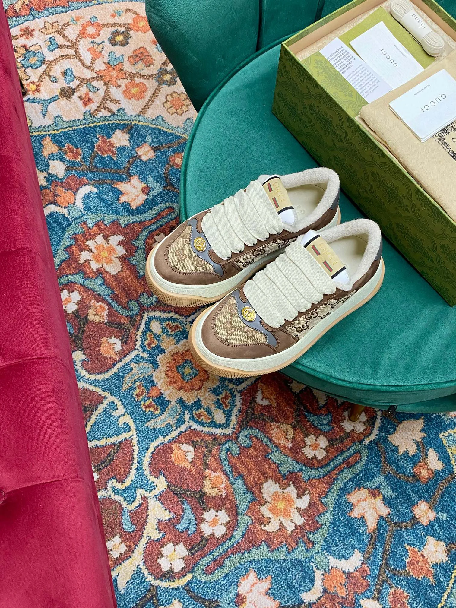 Gucci Men's Double Screener Canvas Low-Top Sneakers