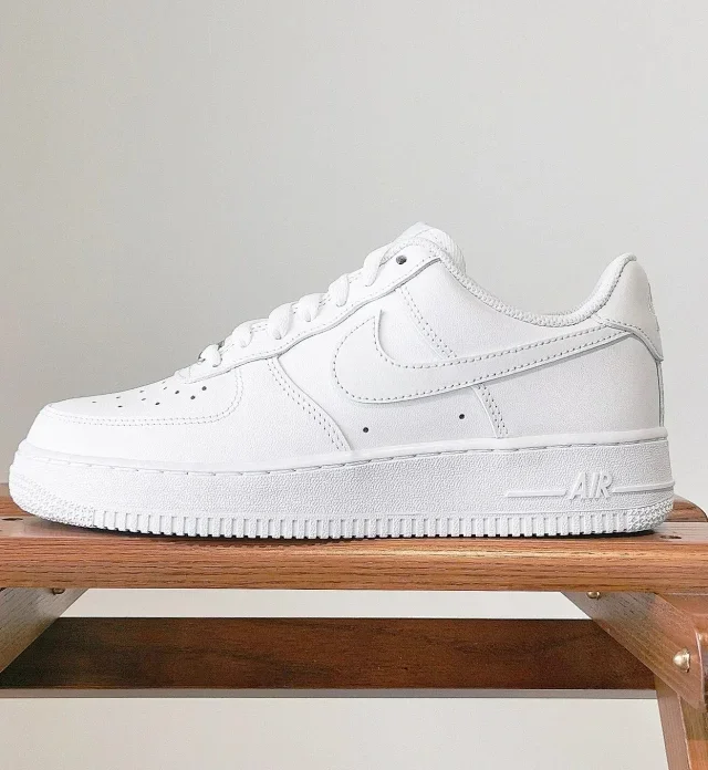 Nike Air Force 1 All-White Leather Low-Top Sneakers