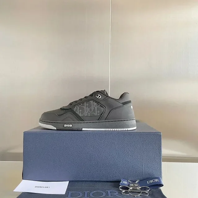 Dior B27 Low Black Dior Oblique Galaxy Leather Grey