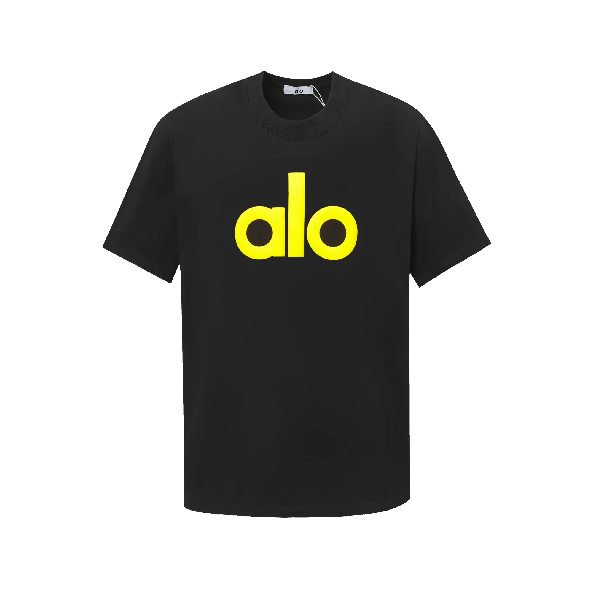 Alo 25ss Black-Yellow Foam-Print Loose Cotton T-Shirt