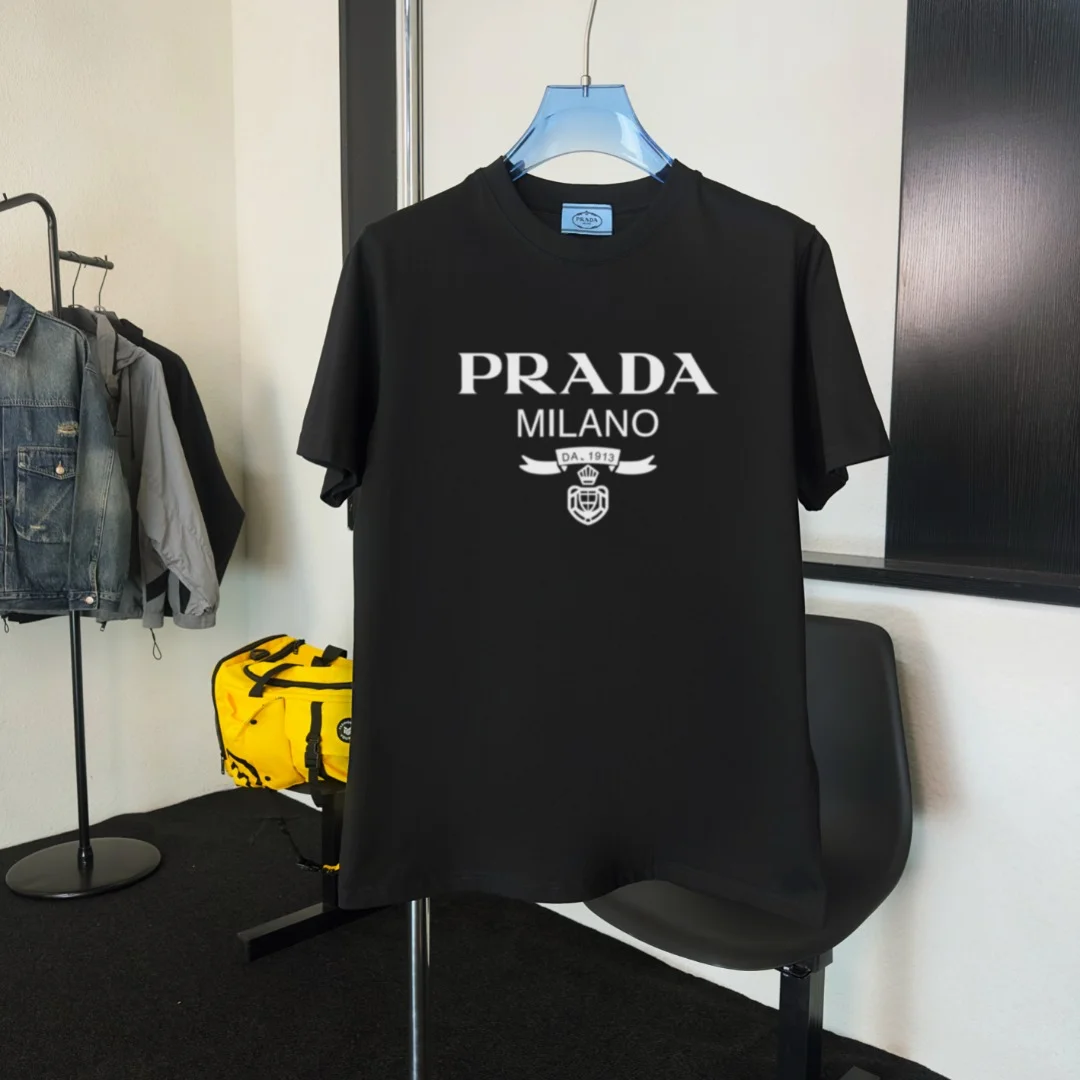 Prada 2025 New Black High-Quality Crew Neck T-Shirt