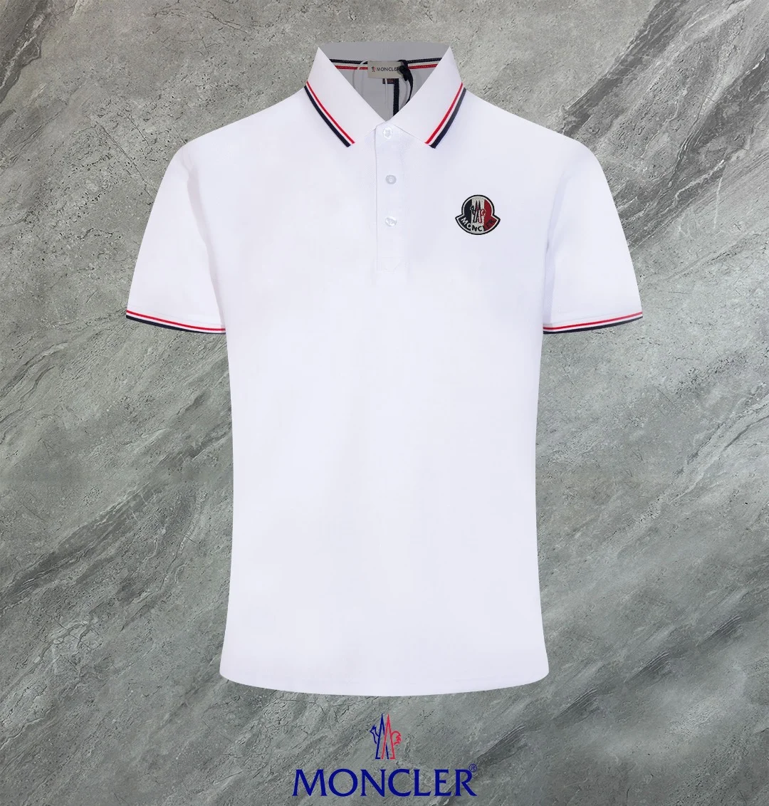 Moncler 2024 White Polo, 3D Logo, Breathable