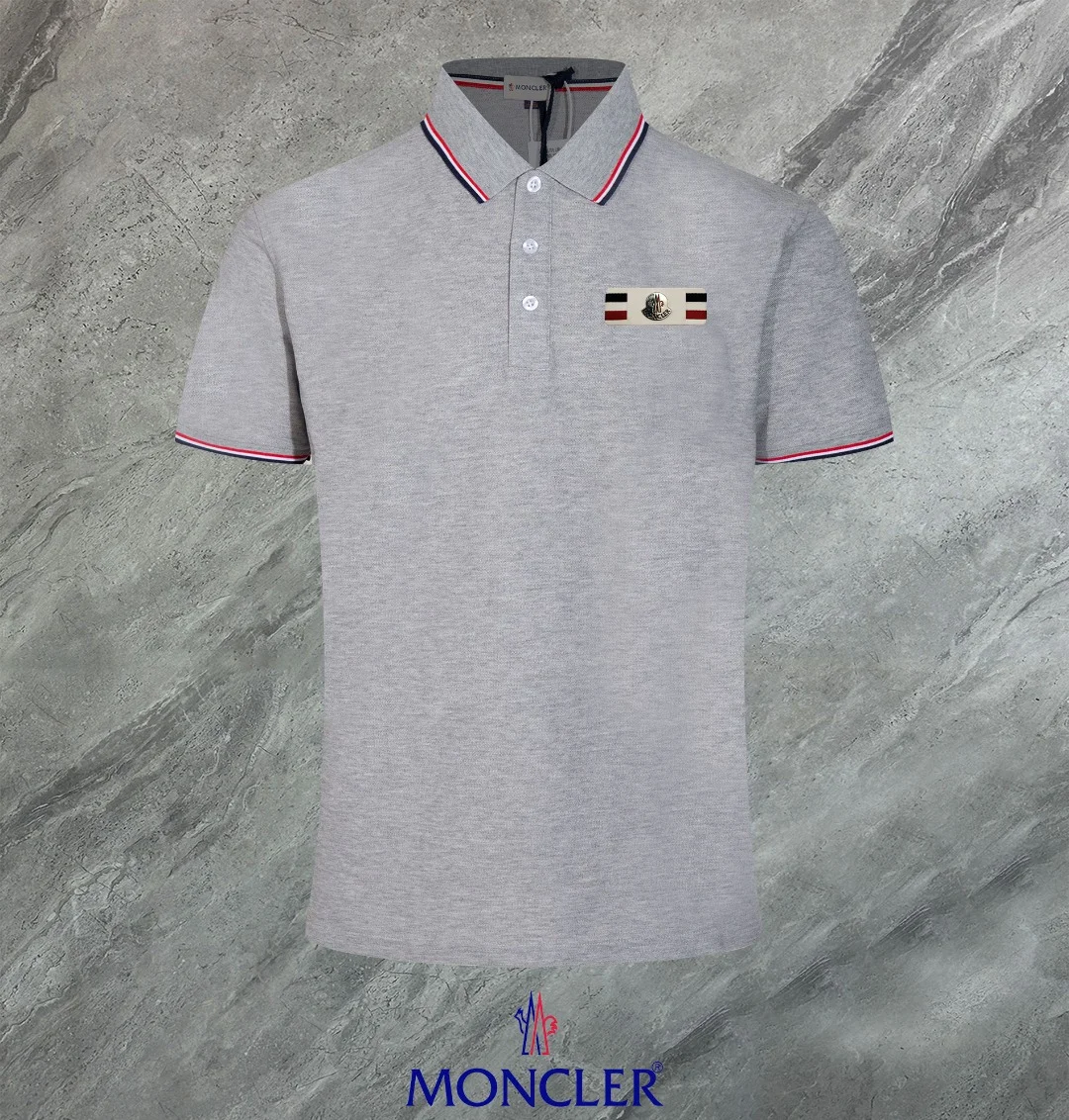 Moncler 2024 Gray Polo, Embroidered Logo
