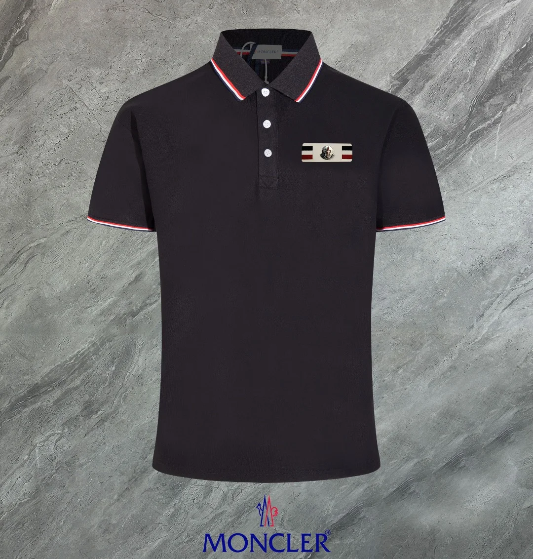 Moncler 2024 Black Embroidered Logo Polo