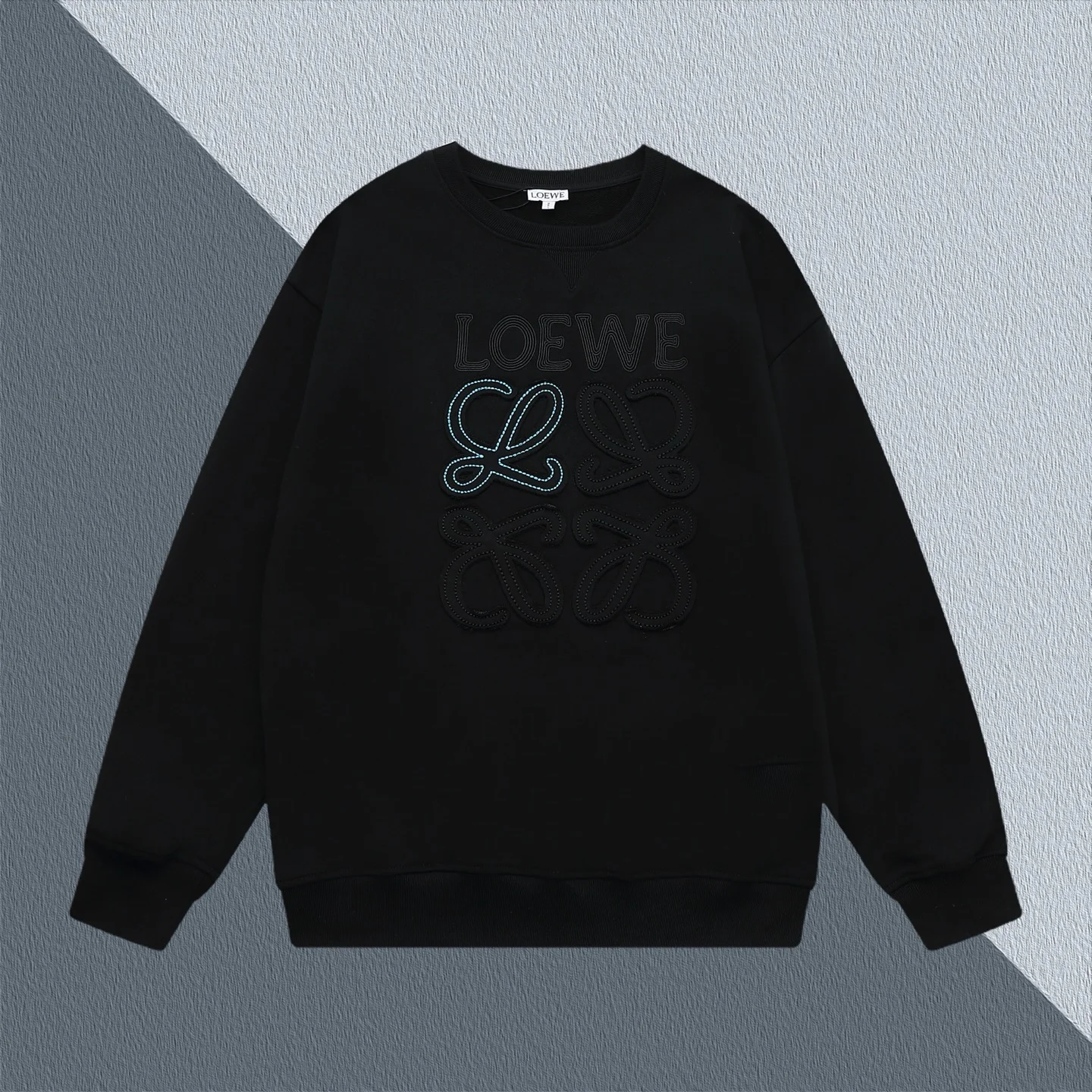 Loewe Black Crewneck Sweatshirt Embroidered Logo
