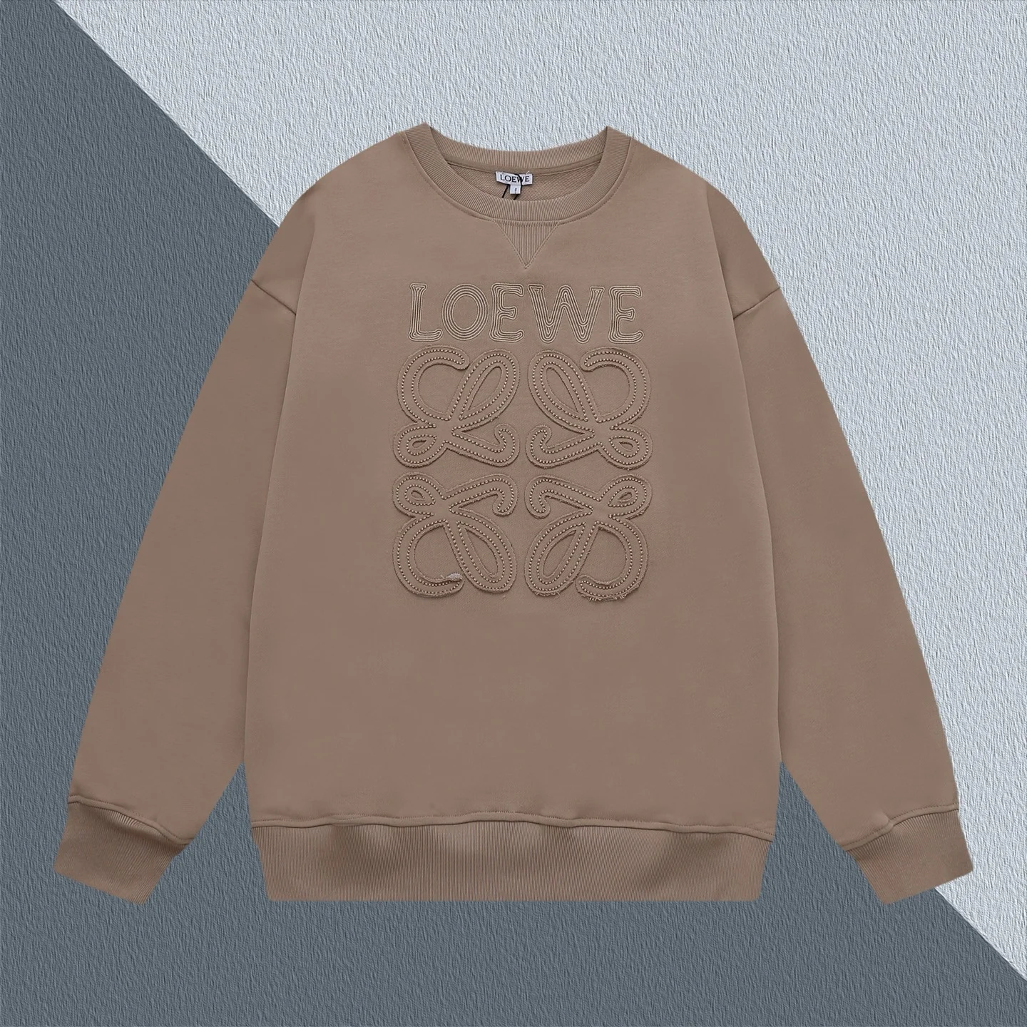 Loewe Brown Crewneck Sweatshirt Embroidered Logo 450g