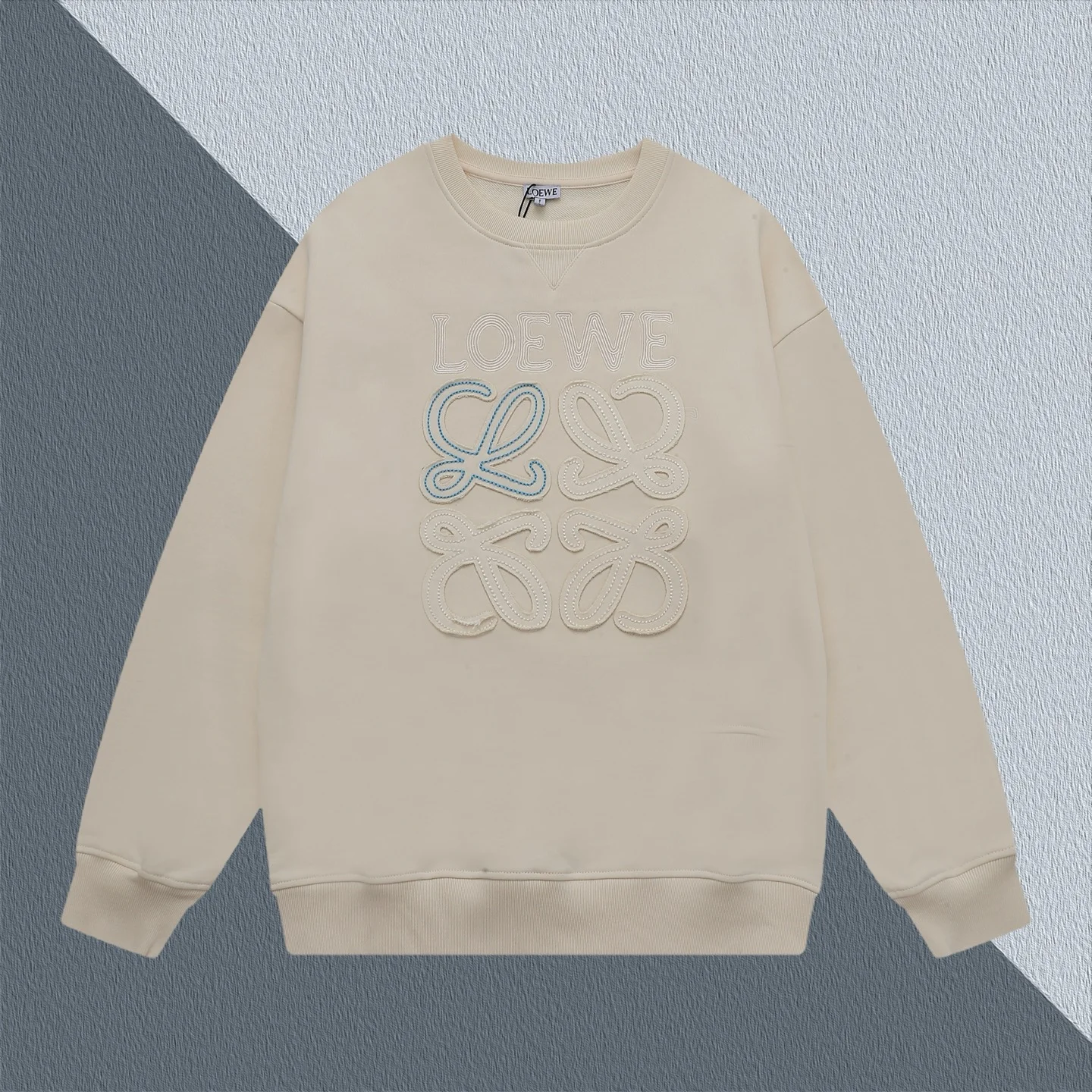 Loewe Beige Embroidered Logo Crewneck Sweater