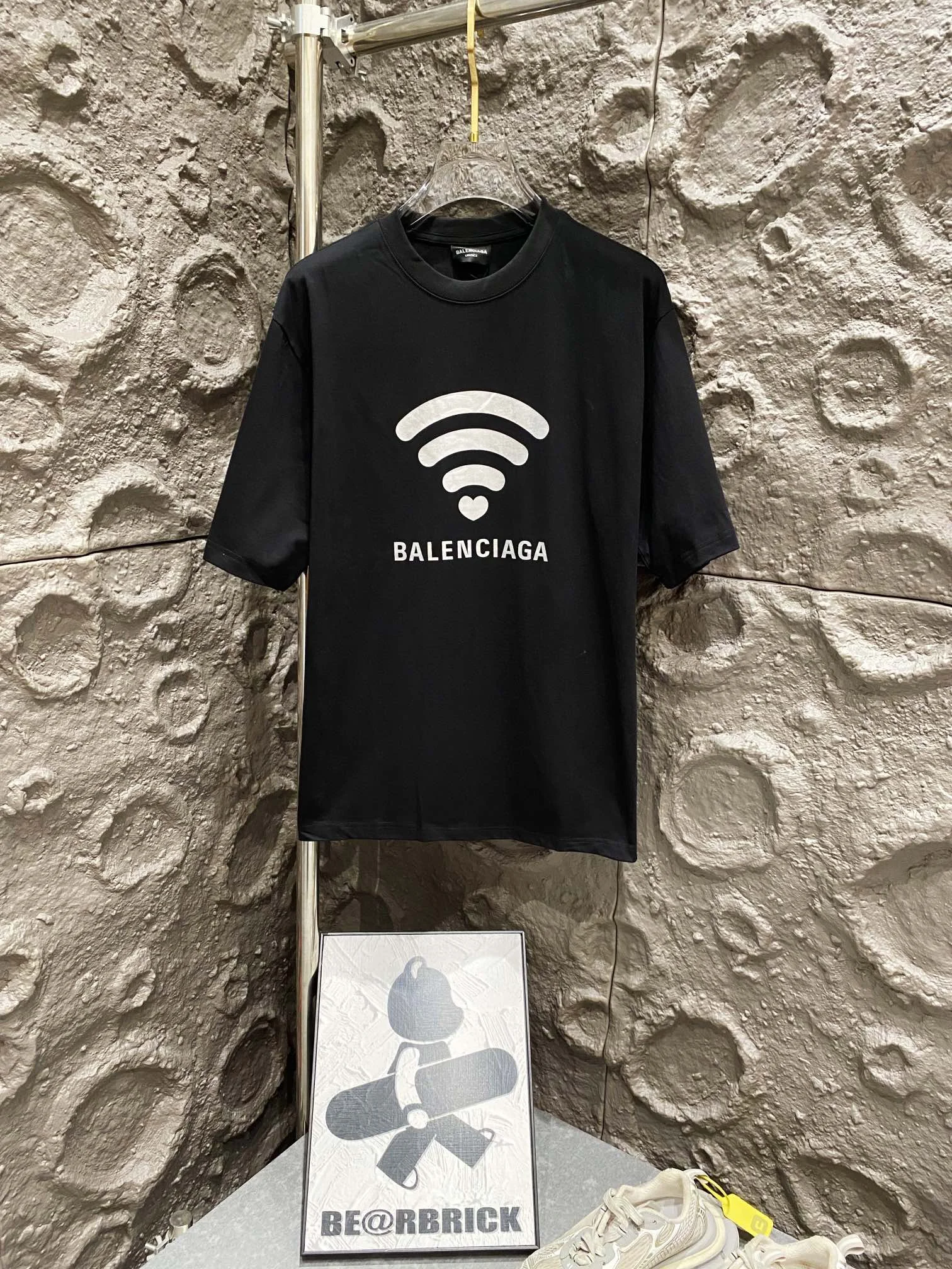 Balenciaga Black 520 WiFi Print Oversized T-Shirt