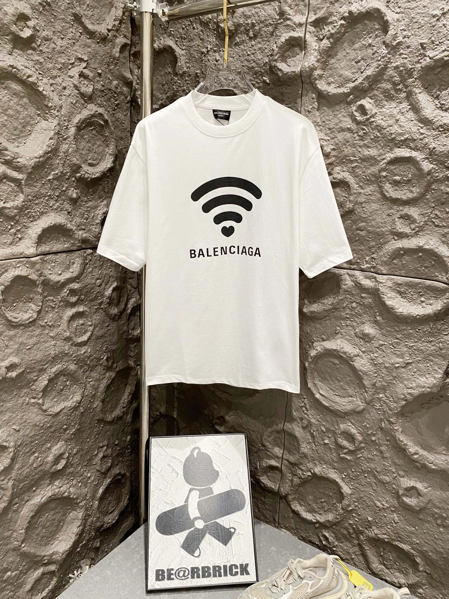 Balenciaga 2024 520 WIFI Print White Oversized T-Shirt