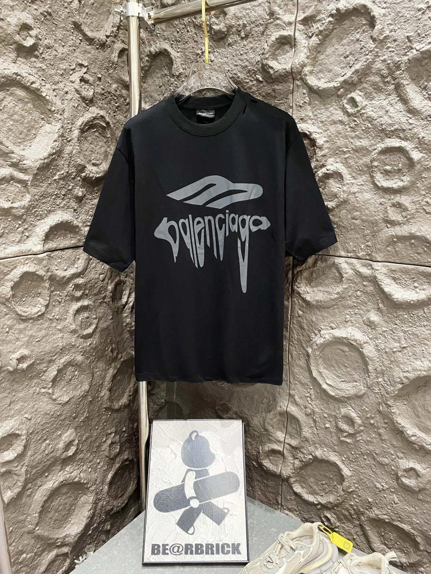 Balenciaga 3M Black Distressed Loose T-Shirt