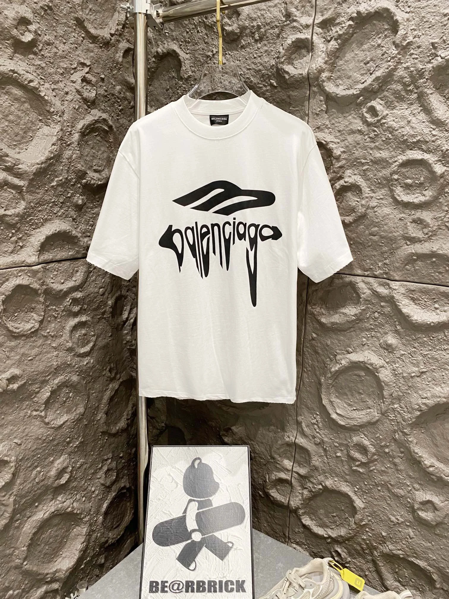 Balenciaga White 3M Print Washed OS T-Shirt