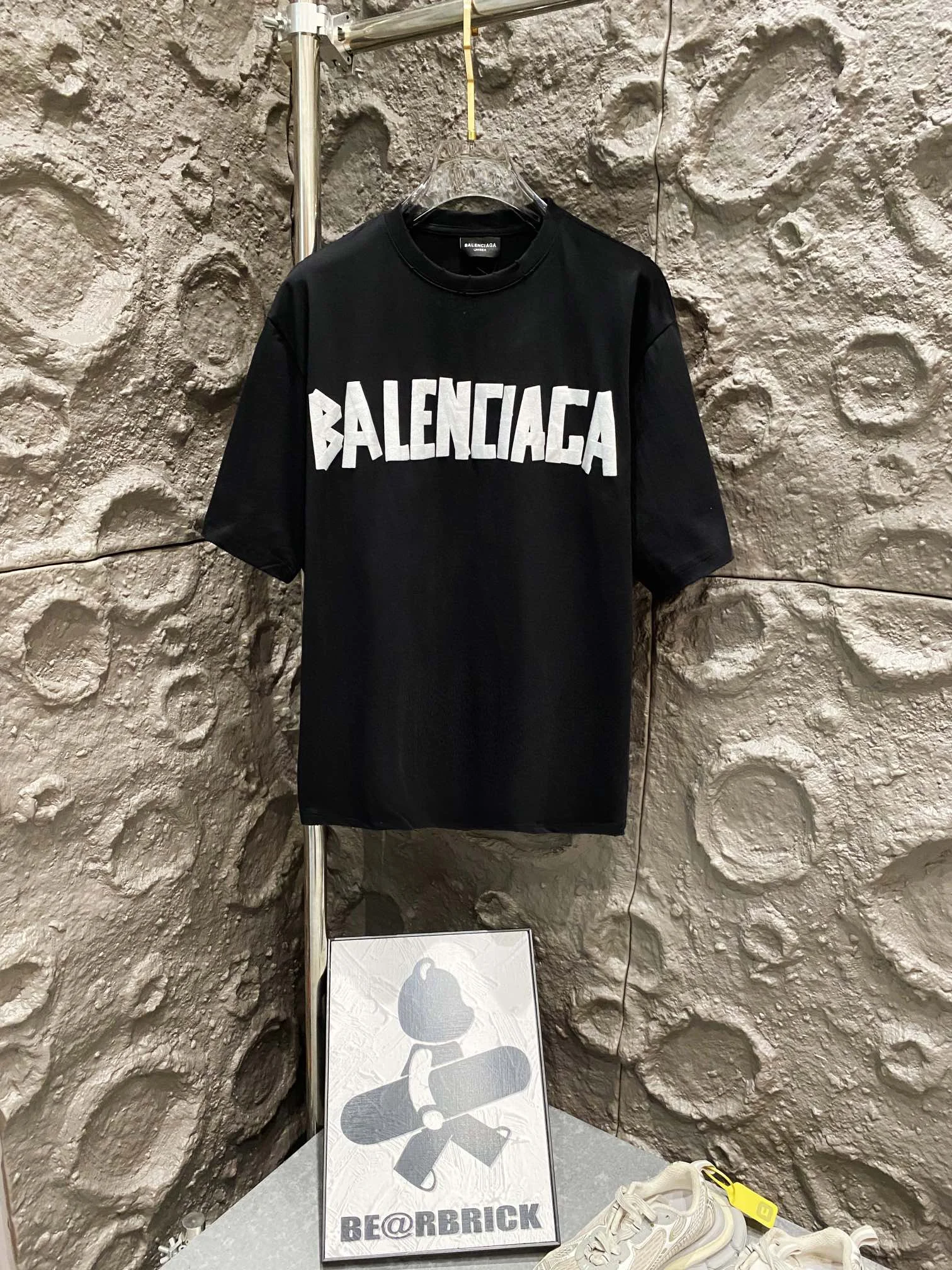 Balenciaga Black Tape Print Washed OS T-Shirt