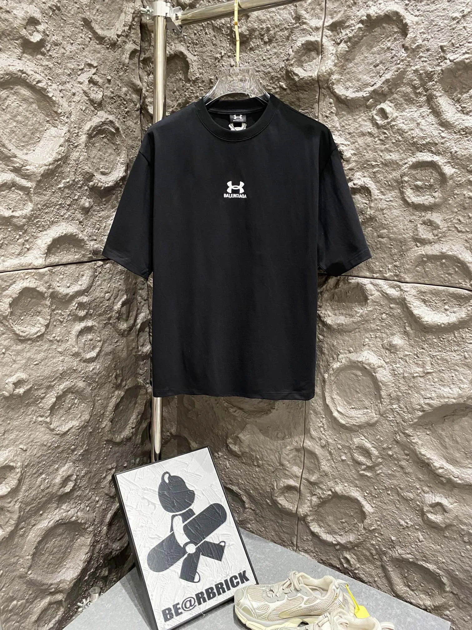 Balenciaga x UA Embroidered Black Oversized T-Shirt