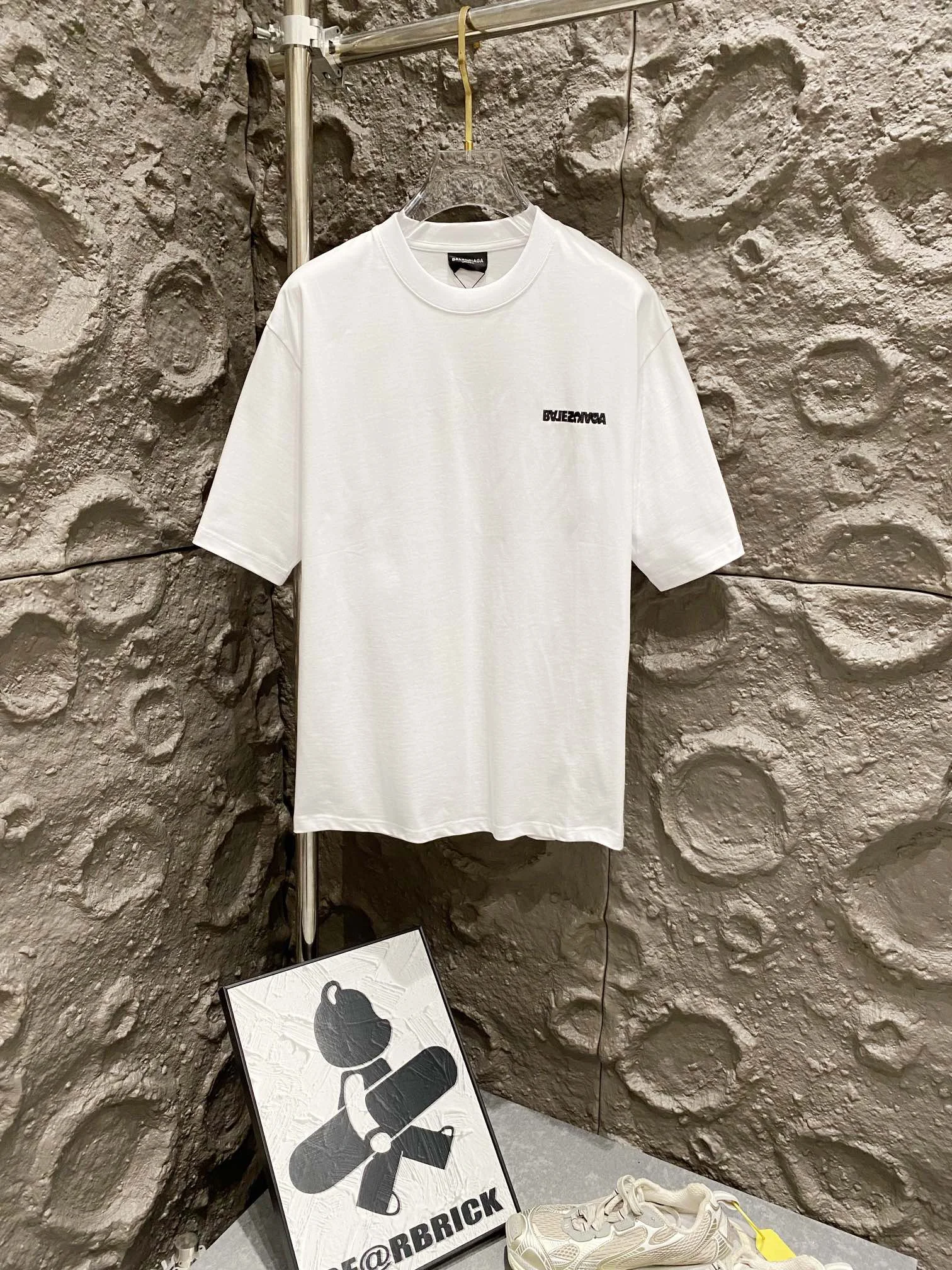 Balenciaga White Cotton Loose T-Shirt With Hot-Fix Logo (Couple)