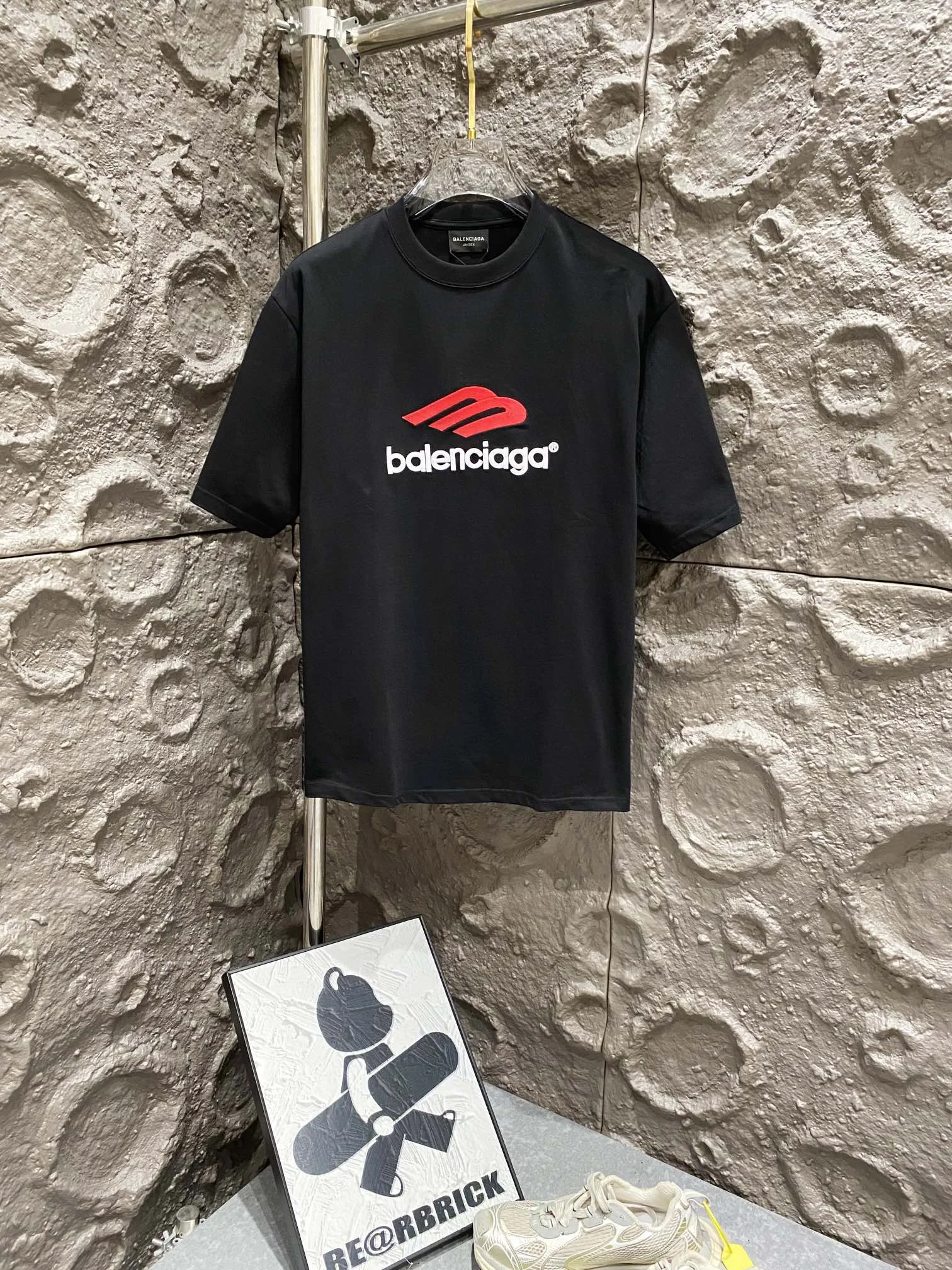 Balenciaga 2025SS Black Classic Letter Embroidery 330g T-Shirt