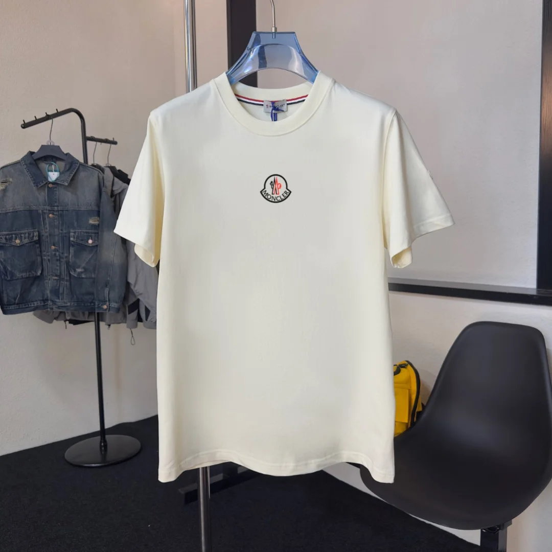 Moncler 2025 Beige Crew Neck T-Shirt (NFC, Embro)