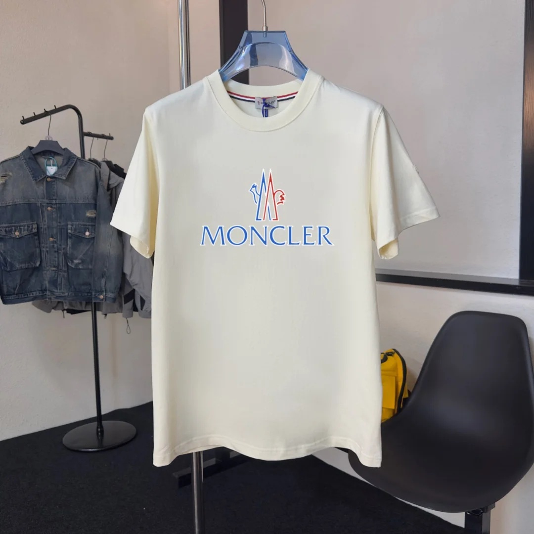 Moncler 2025 Beige Crewneck T-Shirt With NFC & Embroidery