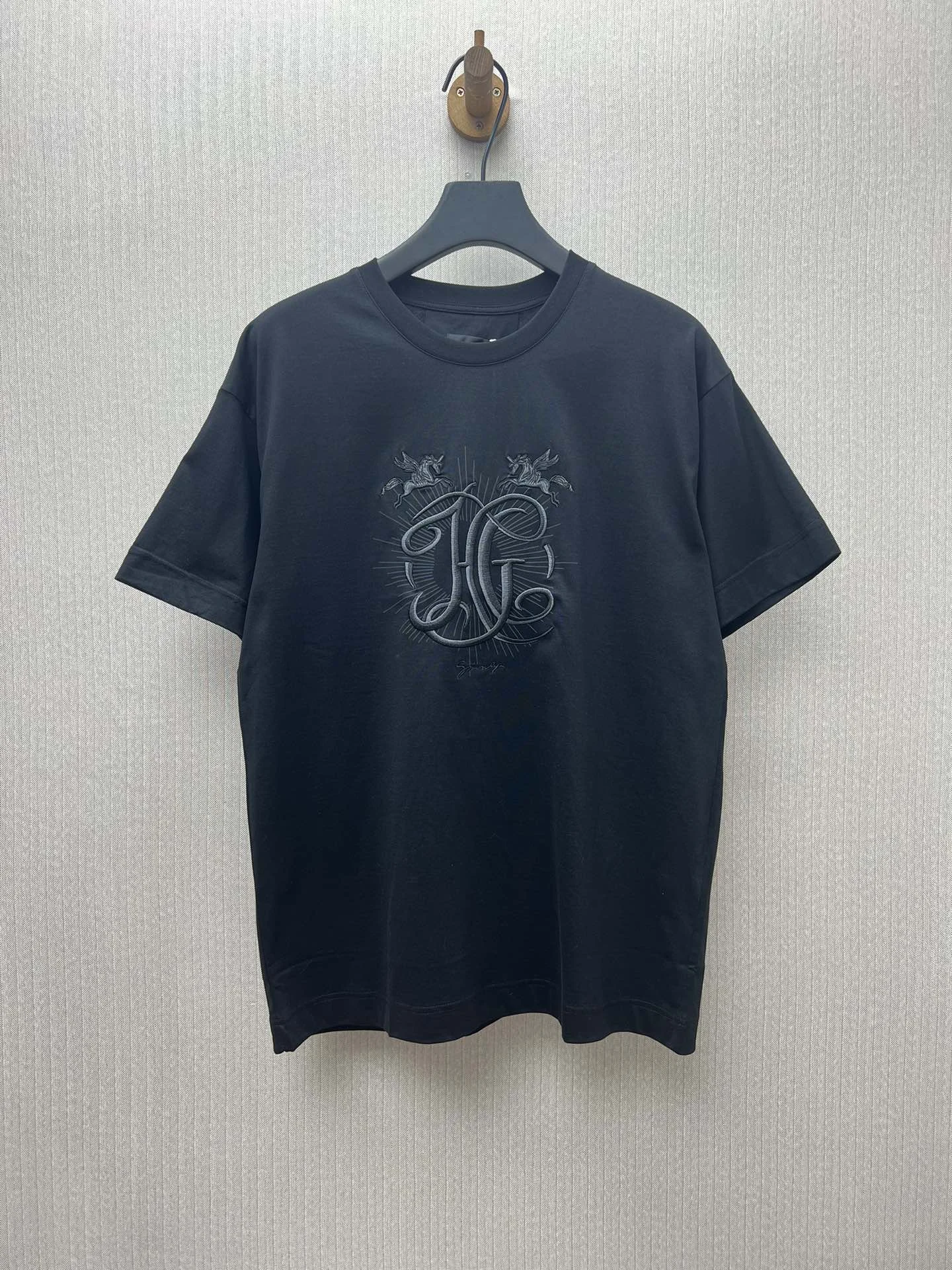 Givenchy 25ss Black HG Embroidered Cotton T-Shirt Men