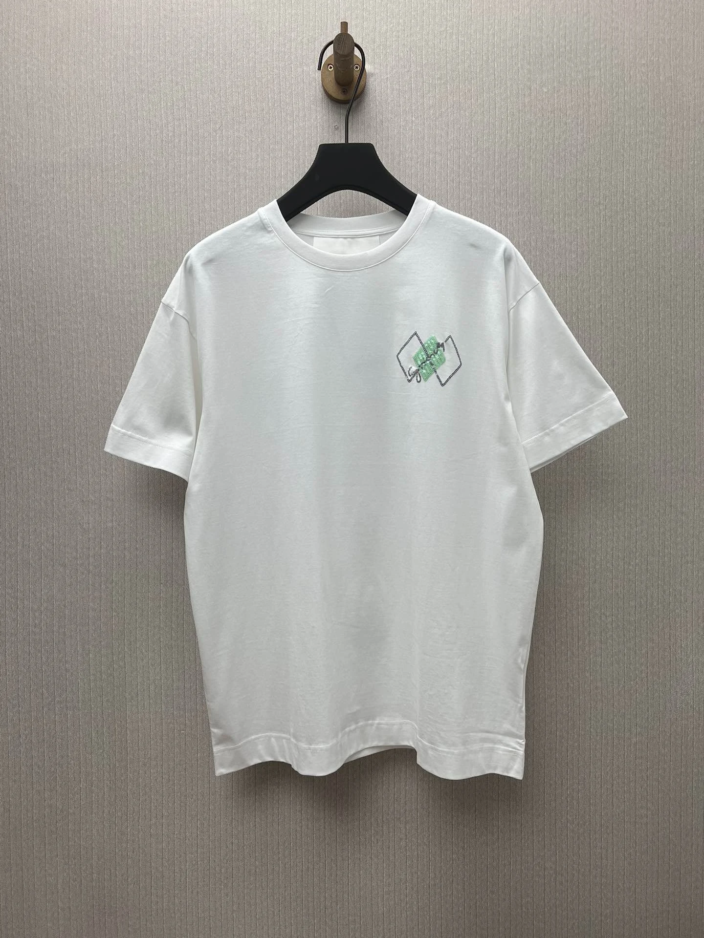 Givenchy 25SS Men's White Sequin Diamond Crew Neck T-Shirt