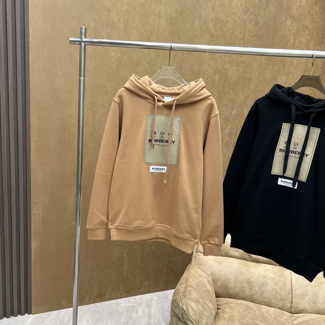 Burberry Beige/Black Patch Cotton Loose Hoodie