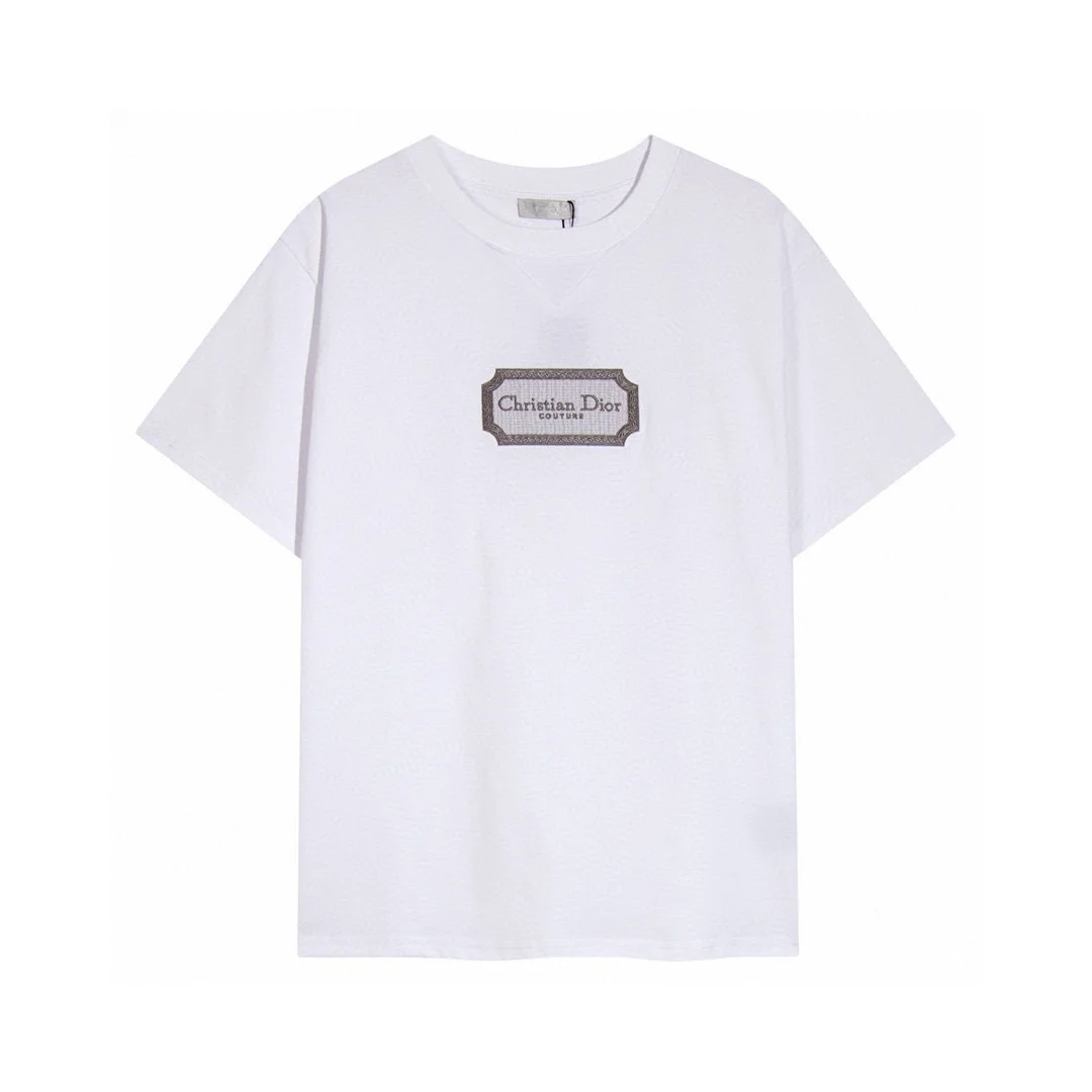 Dior White Appliqué Shield Logo Oversized Cotton T-Shirt