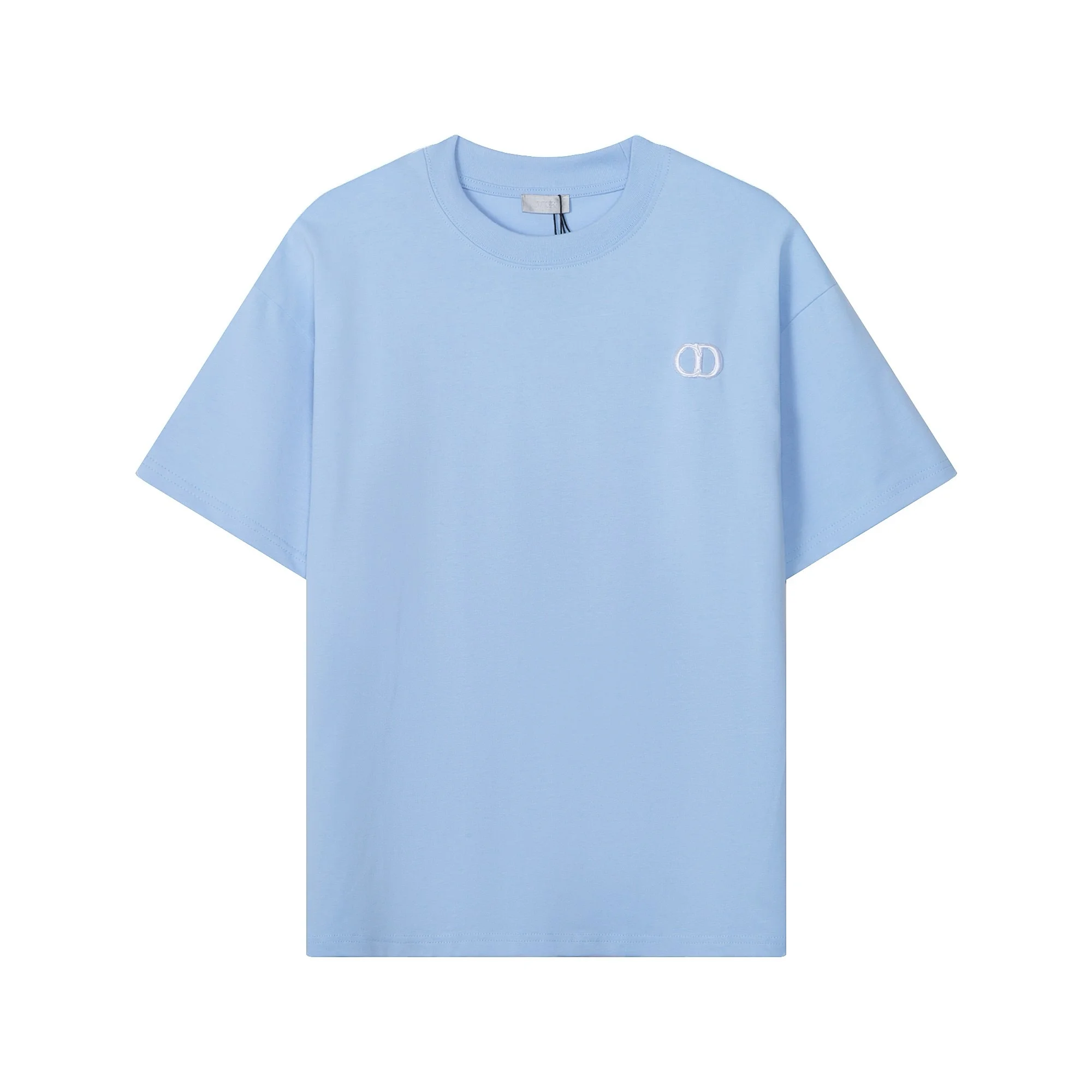 Dior Embroidered Logo Light Blue Oversize Cotton T-Shirt
