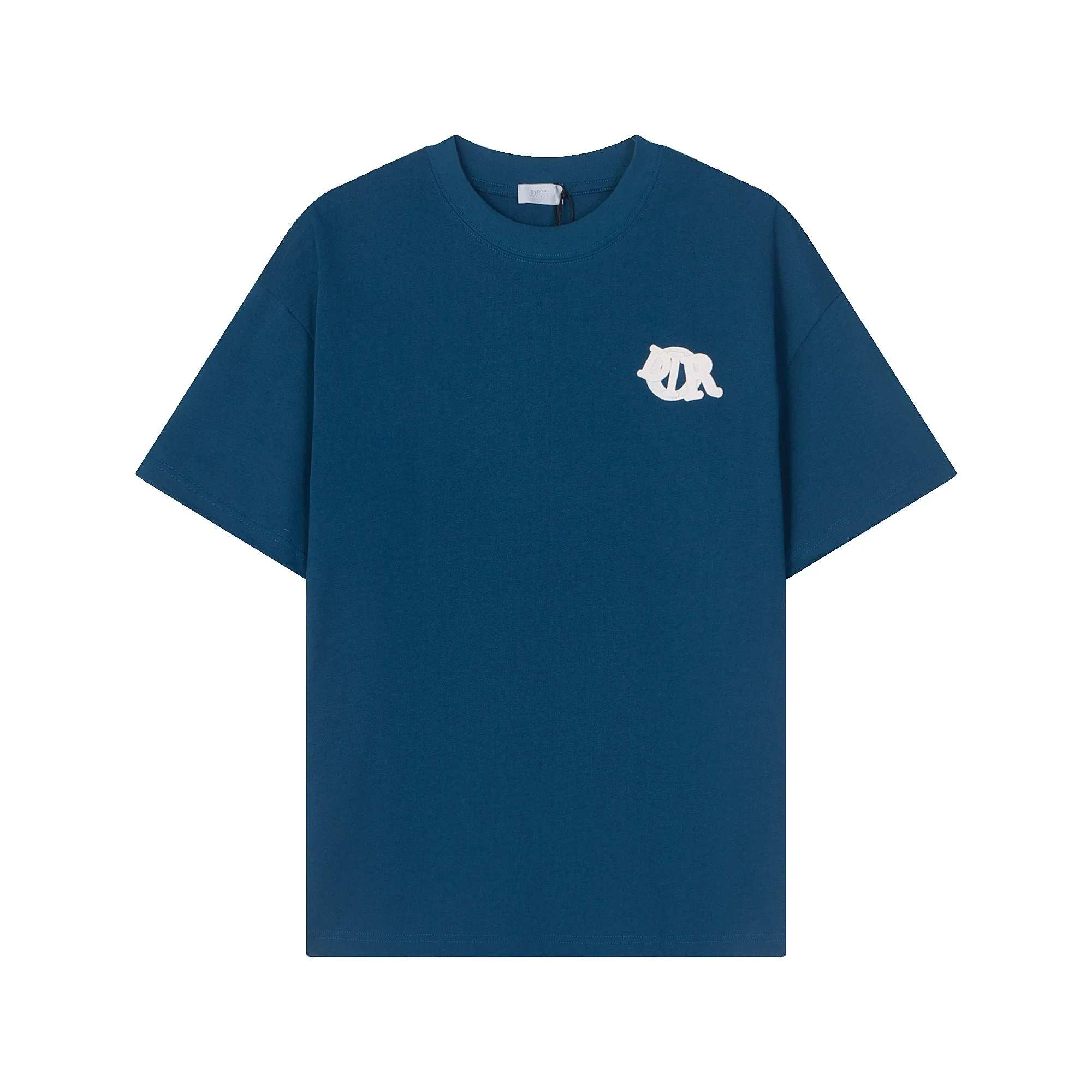 Dior Embroidered Logo Blue Oversize Cotton T-Shirt