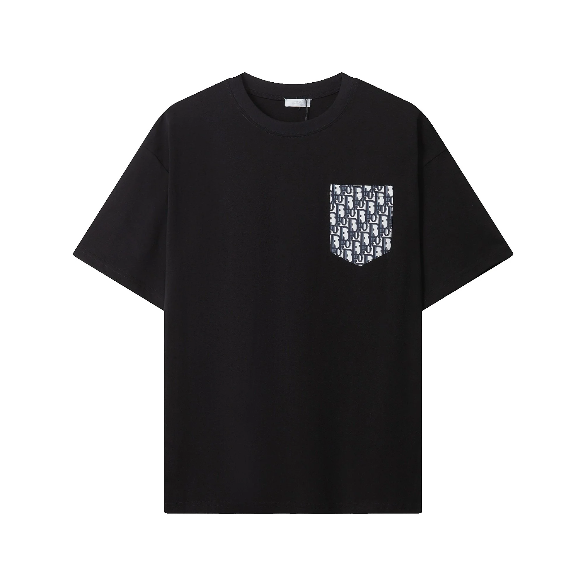 Dior Black Oversize T-Shirt With Patch Pocket & Logo Embroidery