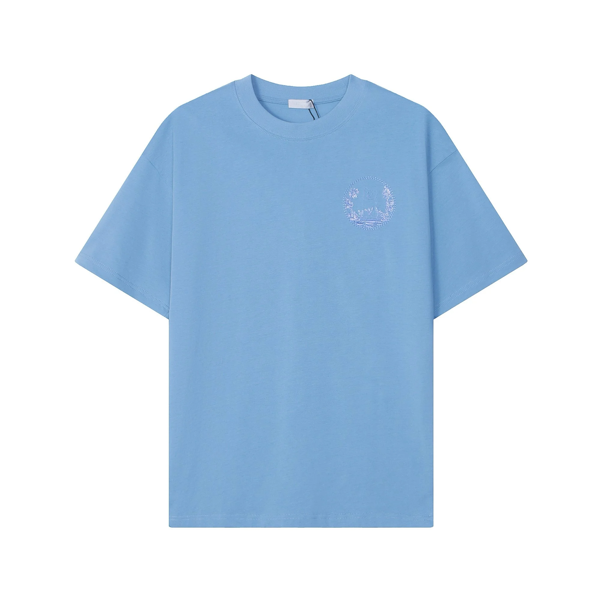 Dior Blue Kitten Embroidered Logo Oversize Cotton T-Shirt