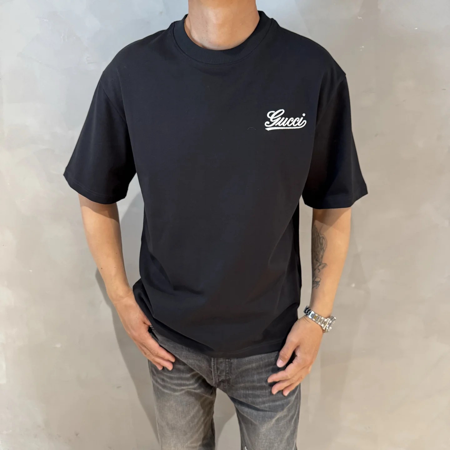 Gucci Black Summer Cotton Logo T-Shirt, Versatile Fit