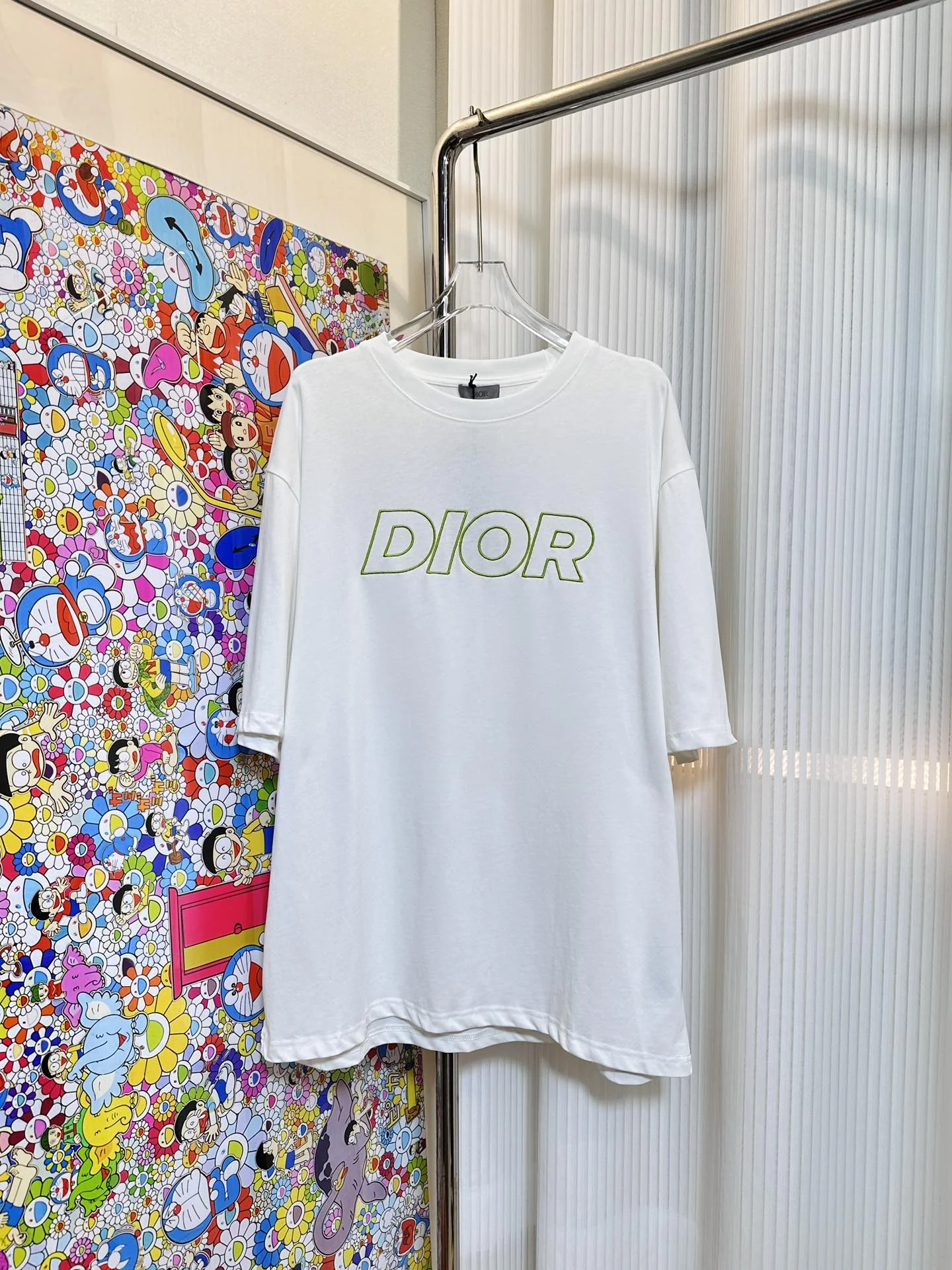 Dior White Embroidered Letter Loose Couple T-Shirt