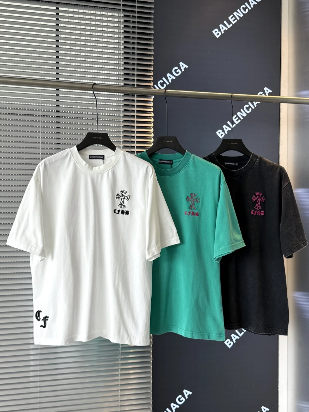 Chrome Hearts 2025 Cross Patch Acid-Wash Laser-Burn T-Shirt
