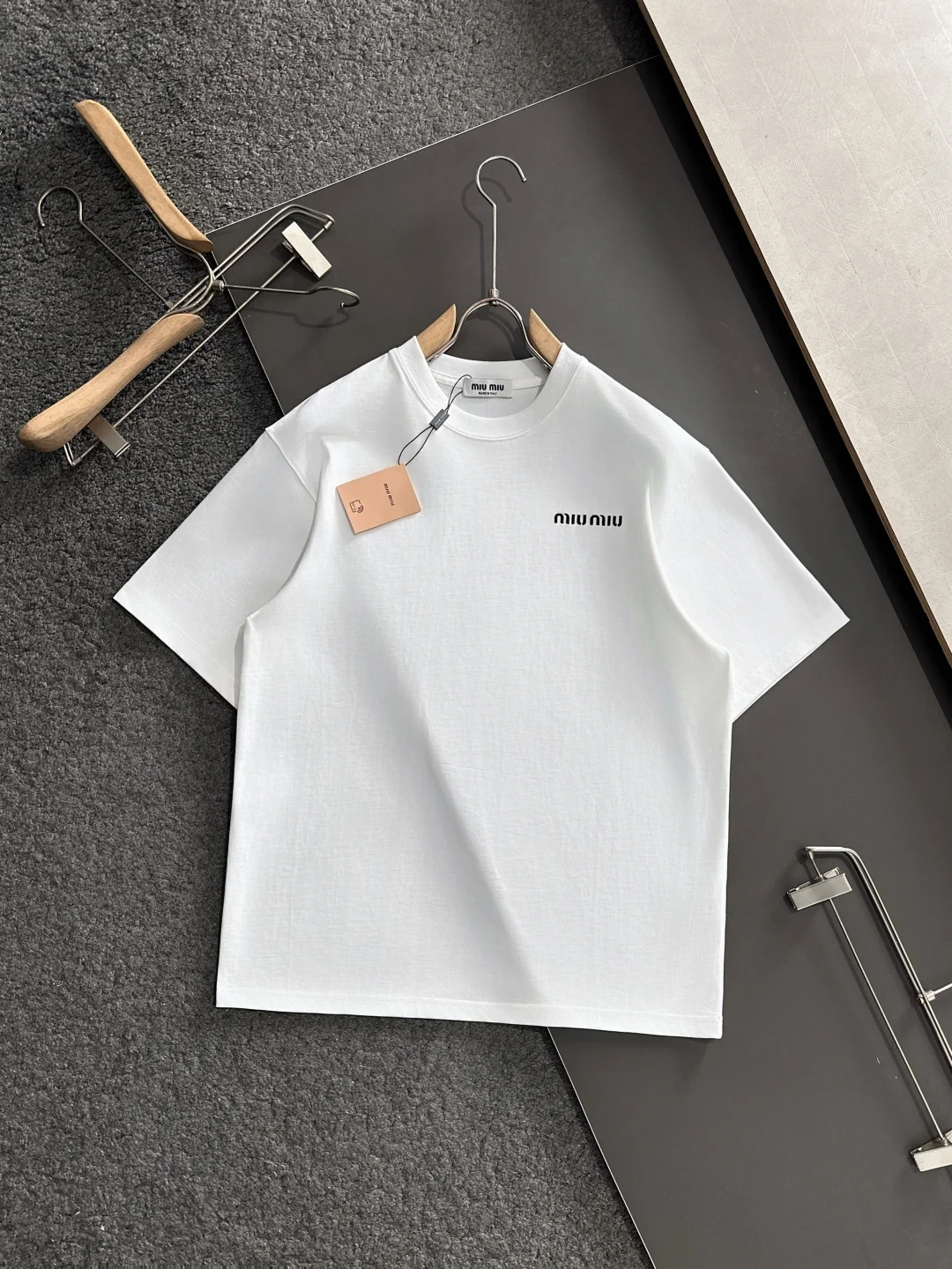 Miu Miu 2025SS White Cotton Logo T-Shirt