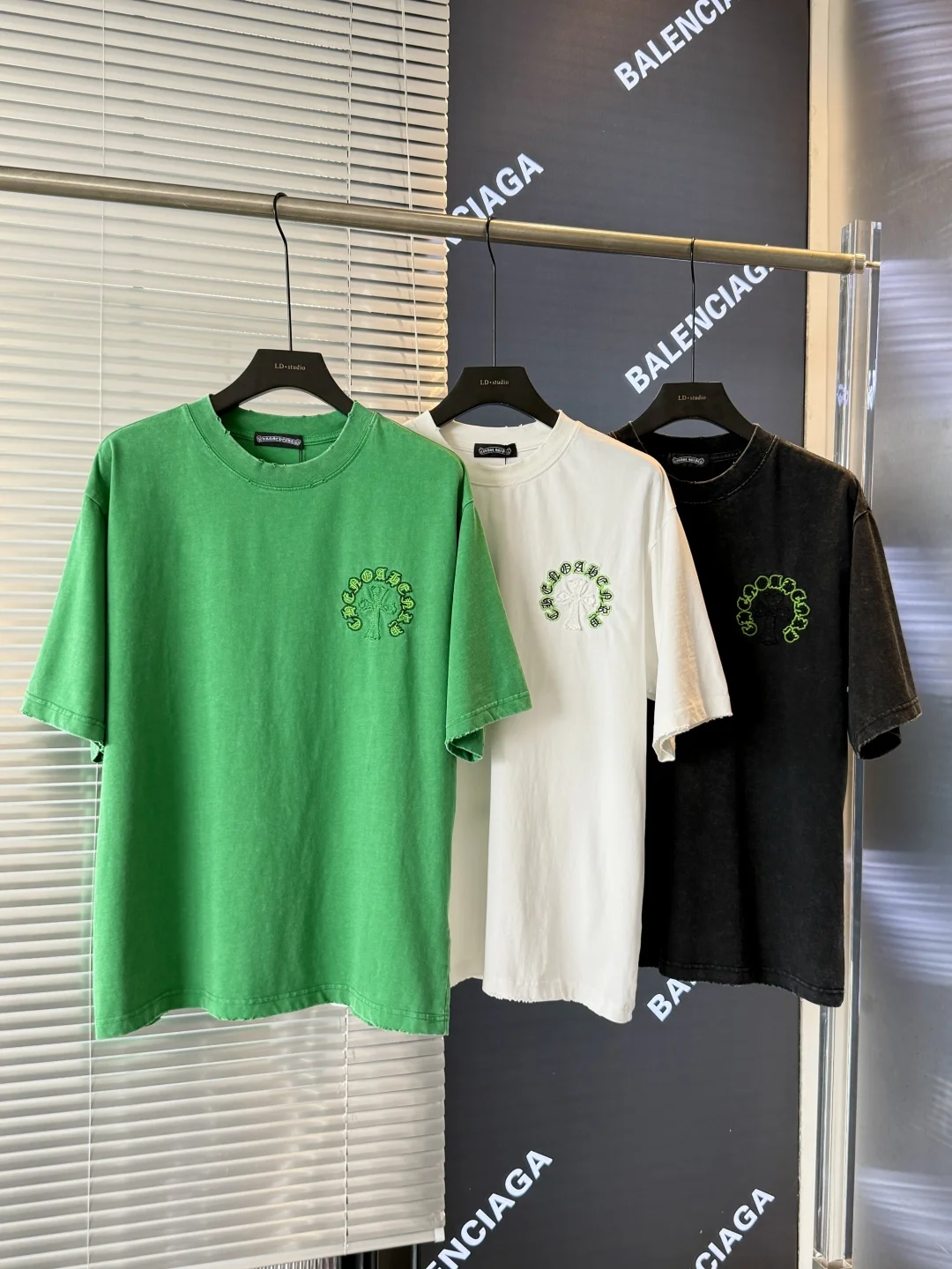Chrome Hearts 2025 Cross Patch Acid-Wash Couple T-Shirt