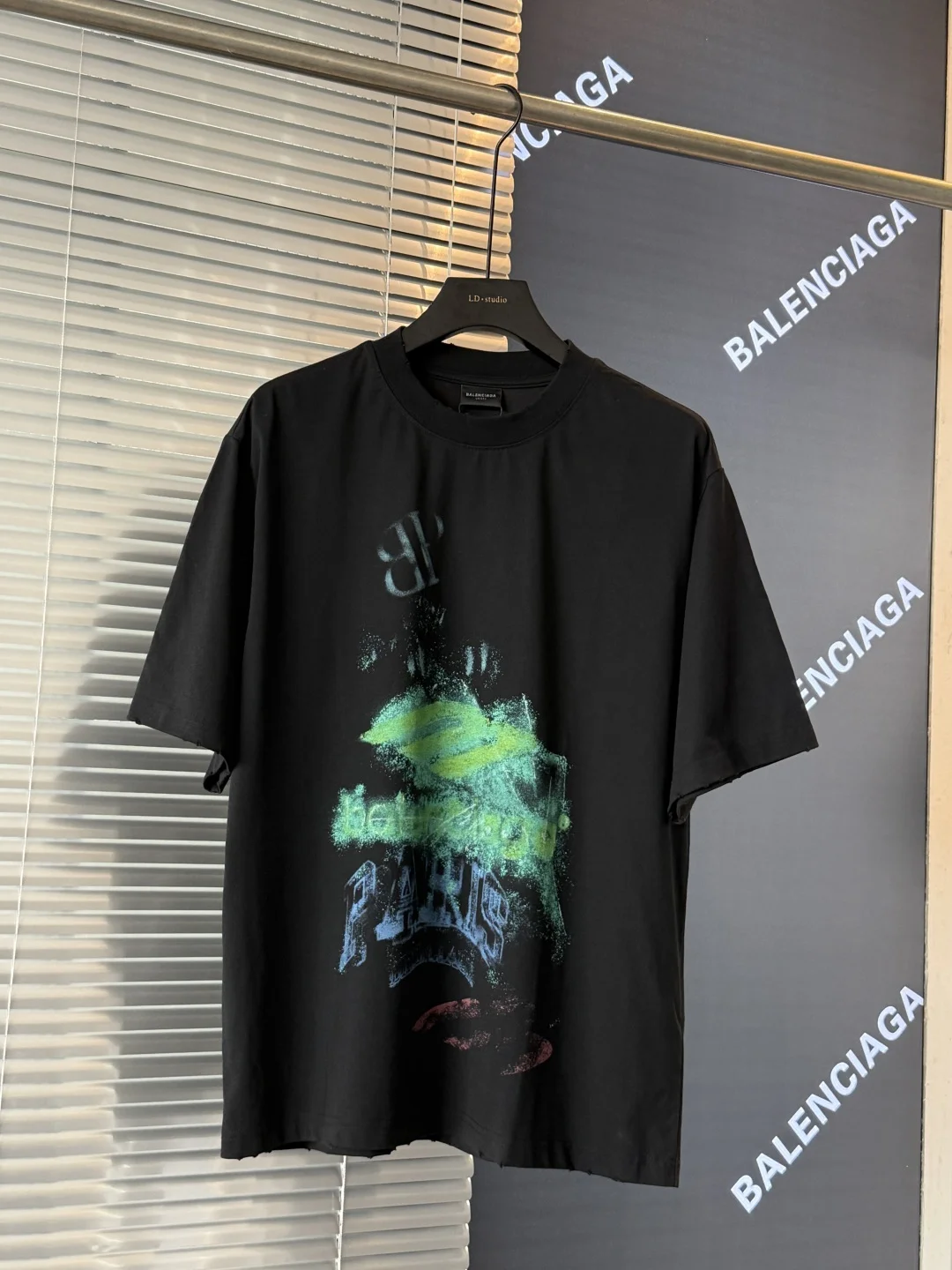 Balenciaga 2025SS Black Double B Graffiti T-Shirt