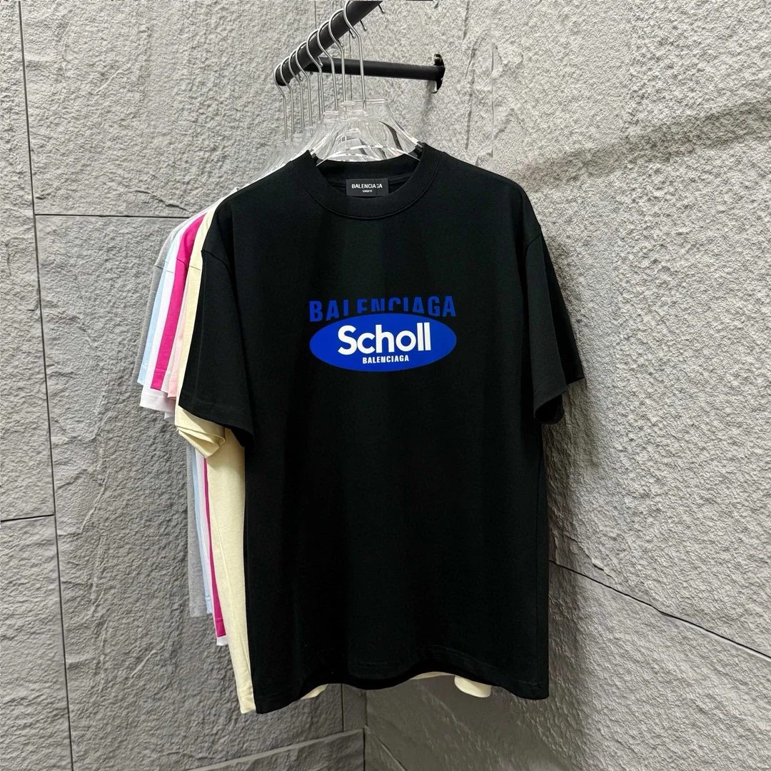 Balenciaga 2025 SS Scholl Black Cotton T-Shirt
