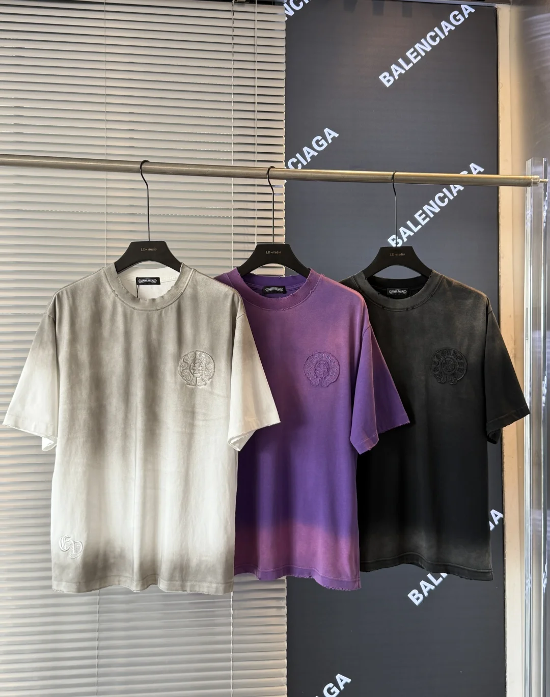 Chrome Hearts 2025 Cross Patch Acid-Wash Laser-Burn T-Shirt