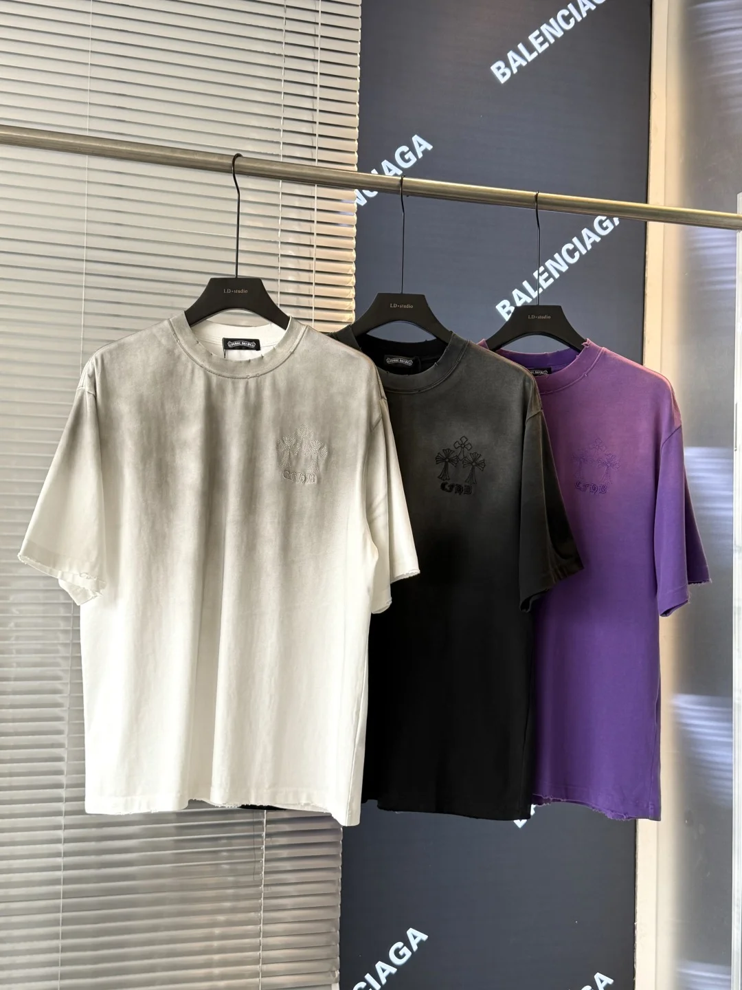 Chrome Hearts 2025 Cross Patch Acid-Wash Couple T-Shirt