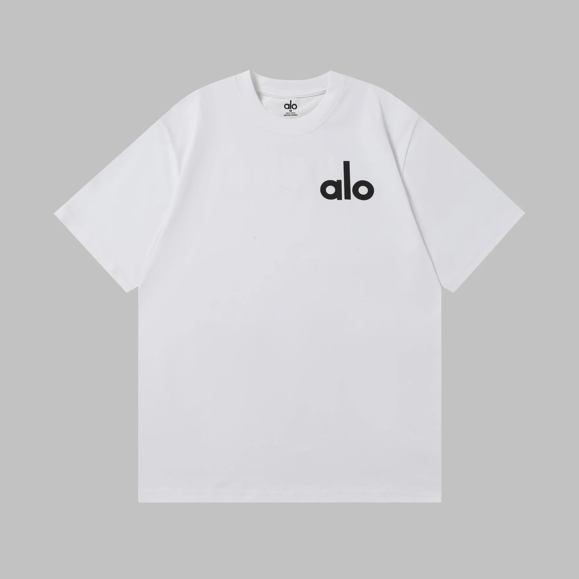 Alo Pure White Short Sleeve T-Shirt with Chest Logo