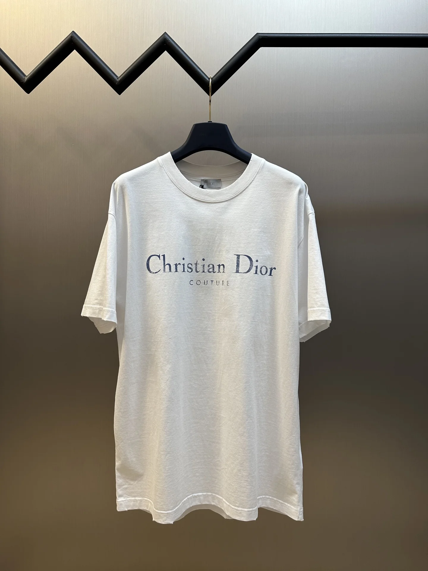 Dior White Distressed Logo Print T-Shirt