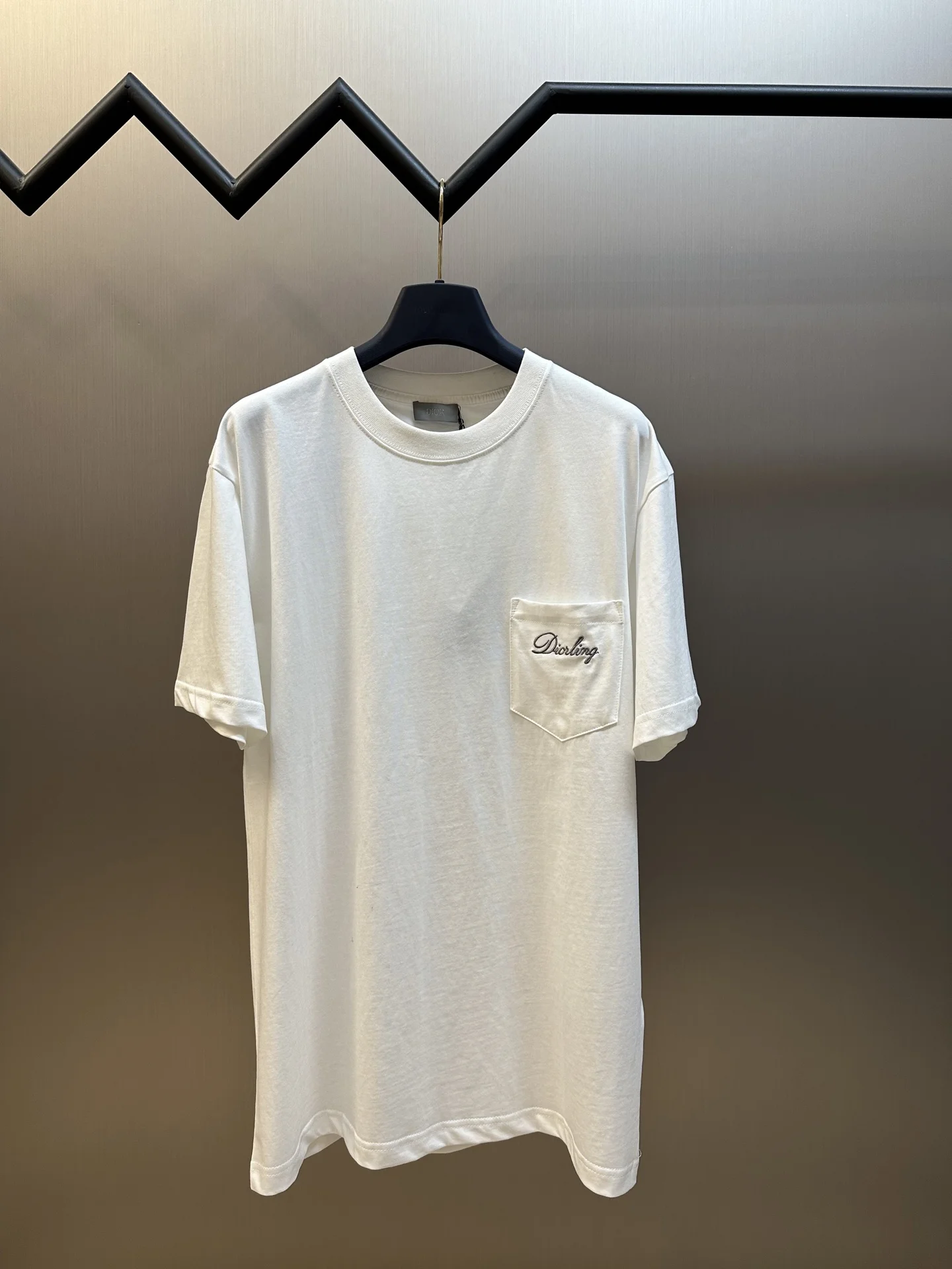Dior White Pocket-Embroidered Crew-Neck Short-Sleeve Cotton T-Shirt