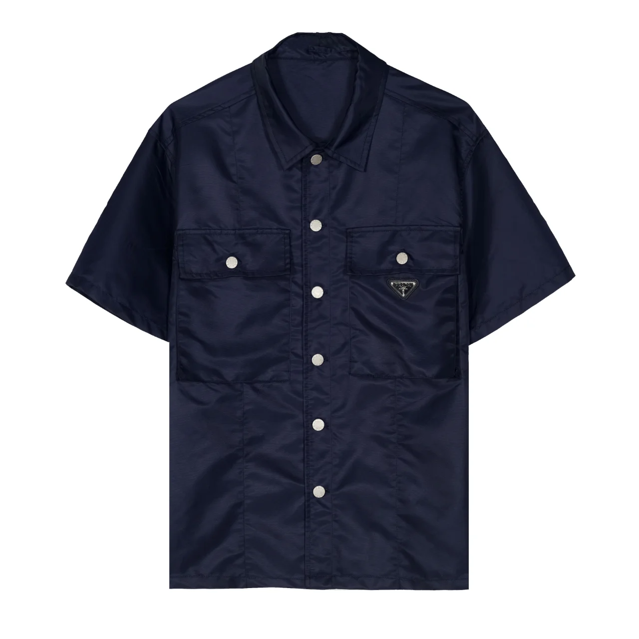 Prada Blue Double-Pocket Solid Short-Sleeve Shirt