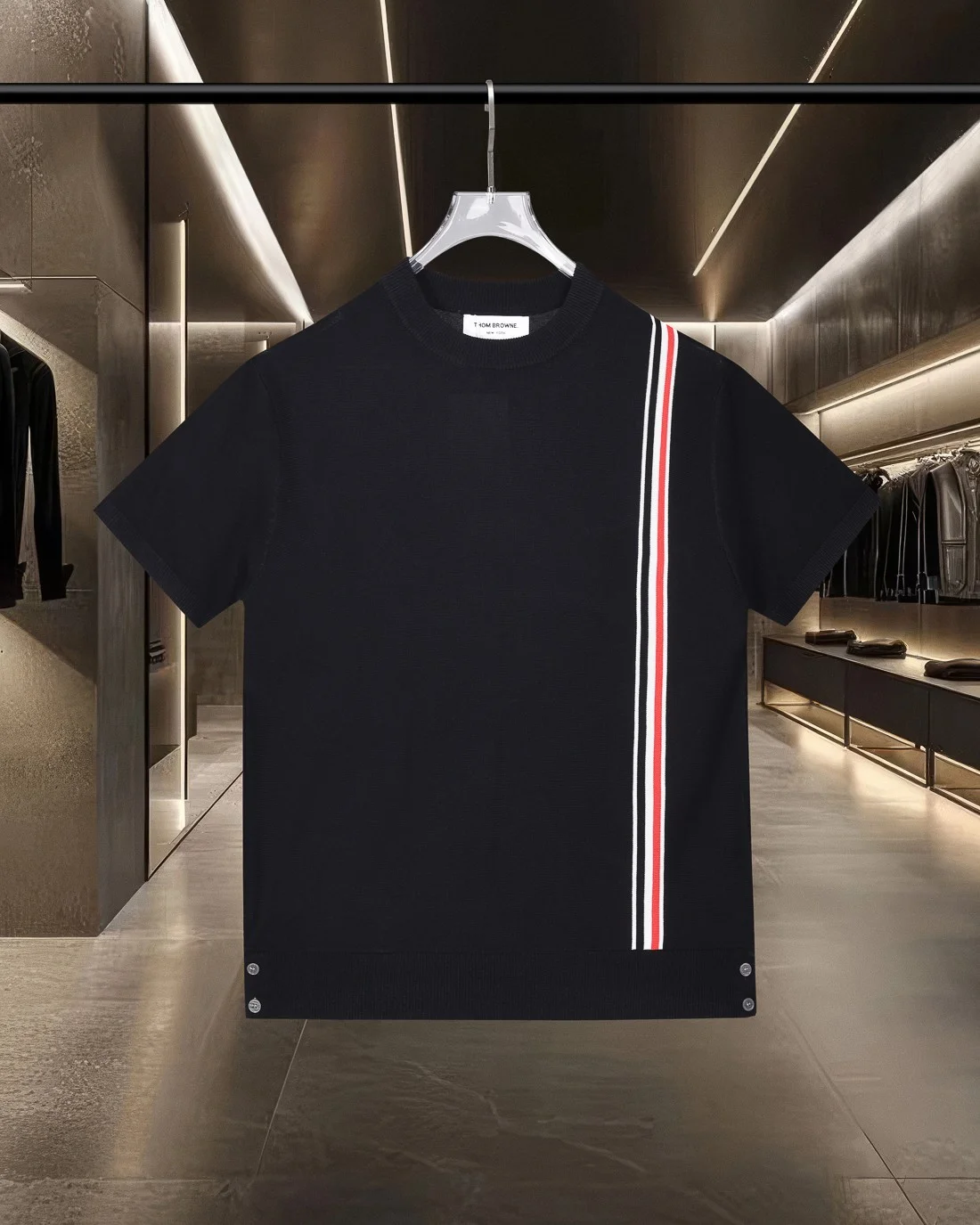 Thom Browne Black Stripe Knit T-Shirt 2025ss