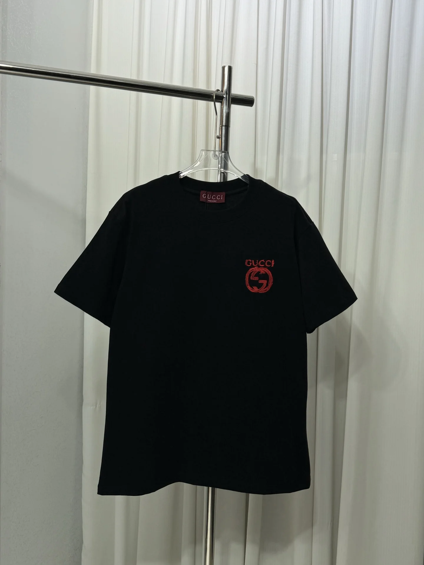 Gucci Black Embroidered Logo Unisex T-Shirt