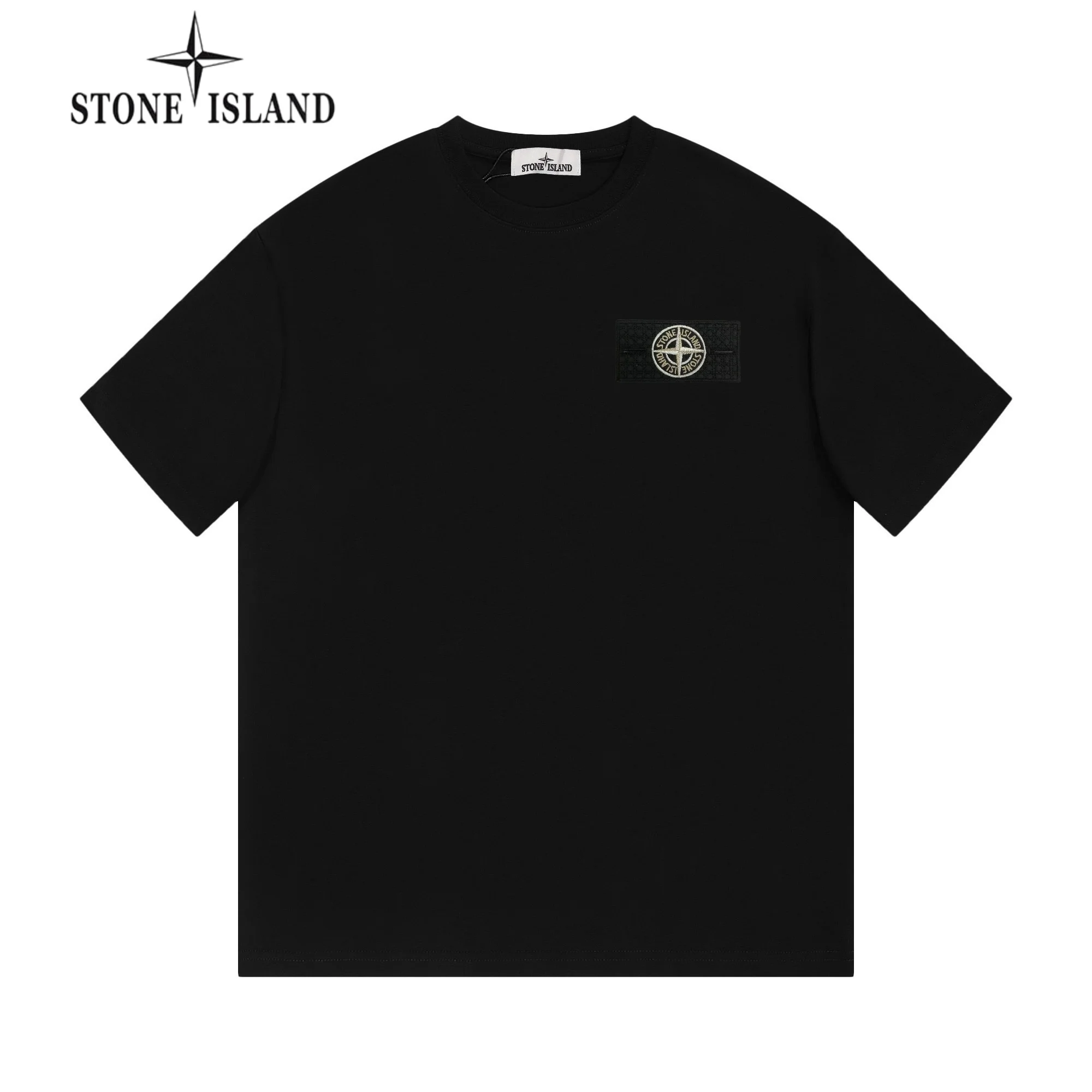 STONE ISLAND Black Logo S/S Crewneck T-Shirt