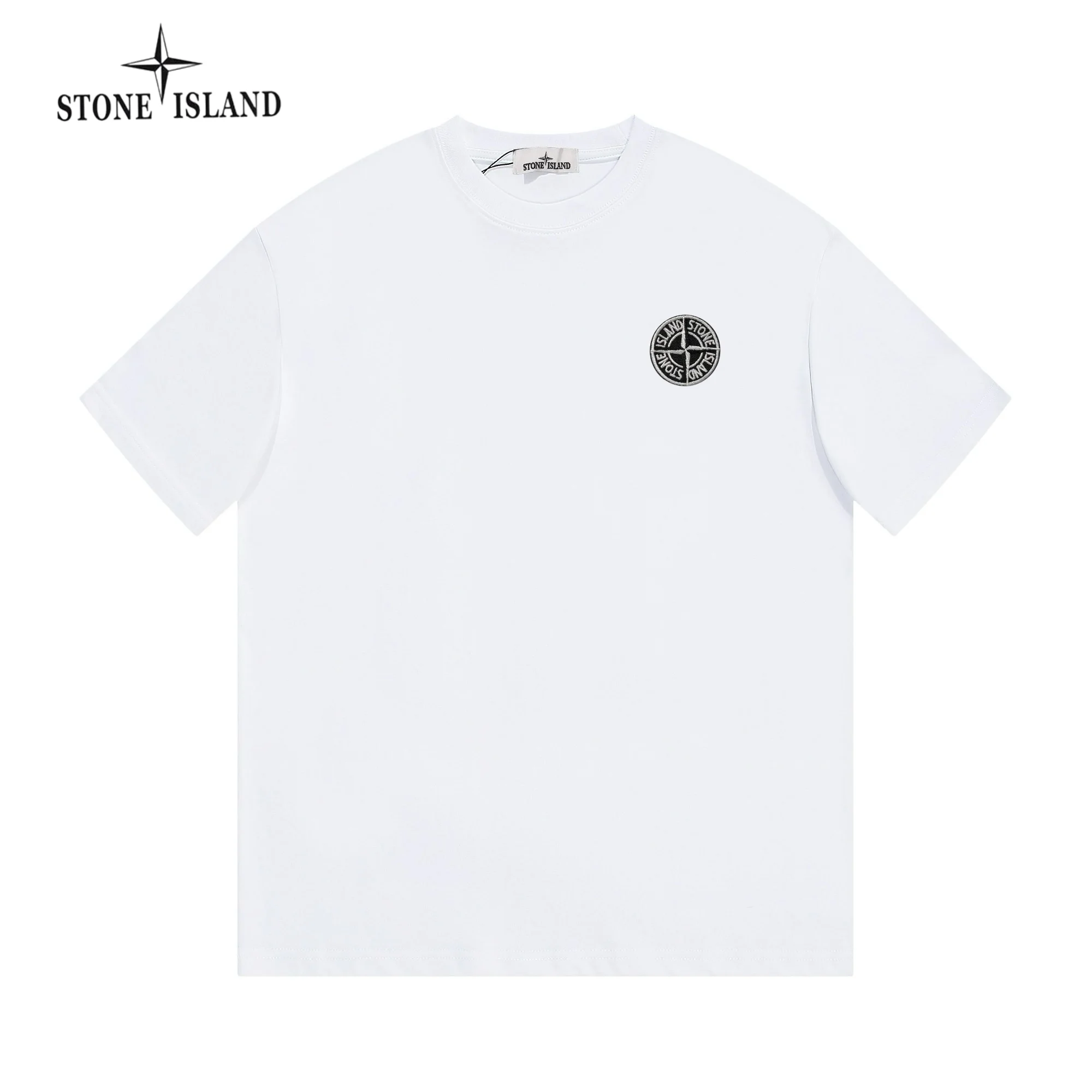 STONE ISLAND White Logo Crew Neck T-Shirt