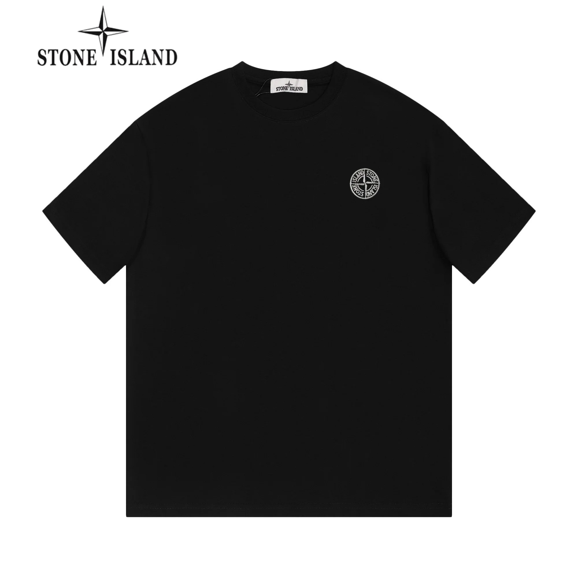 STONE ISLAND Black Logo SS Crewneck T-Shirt